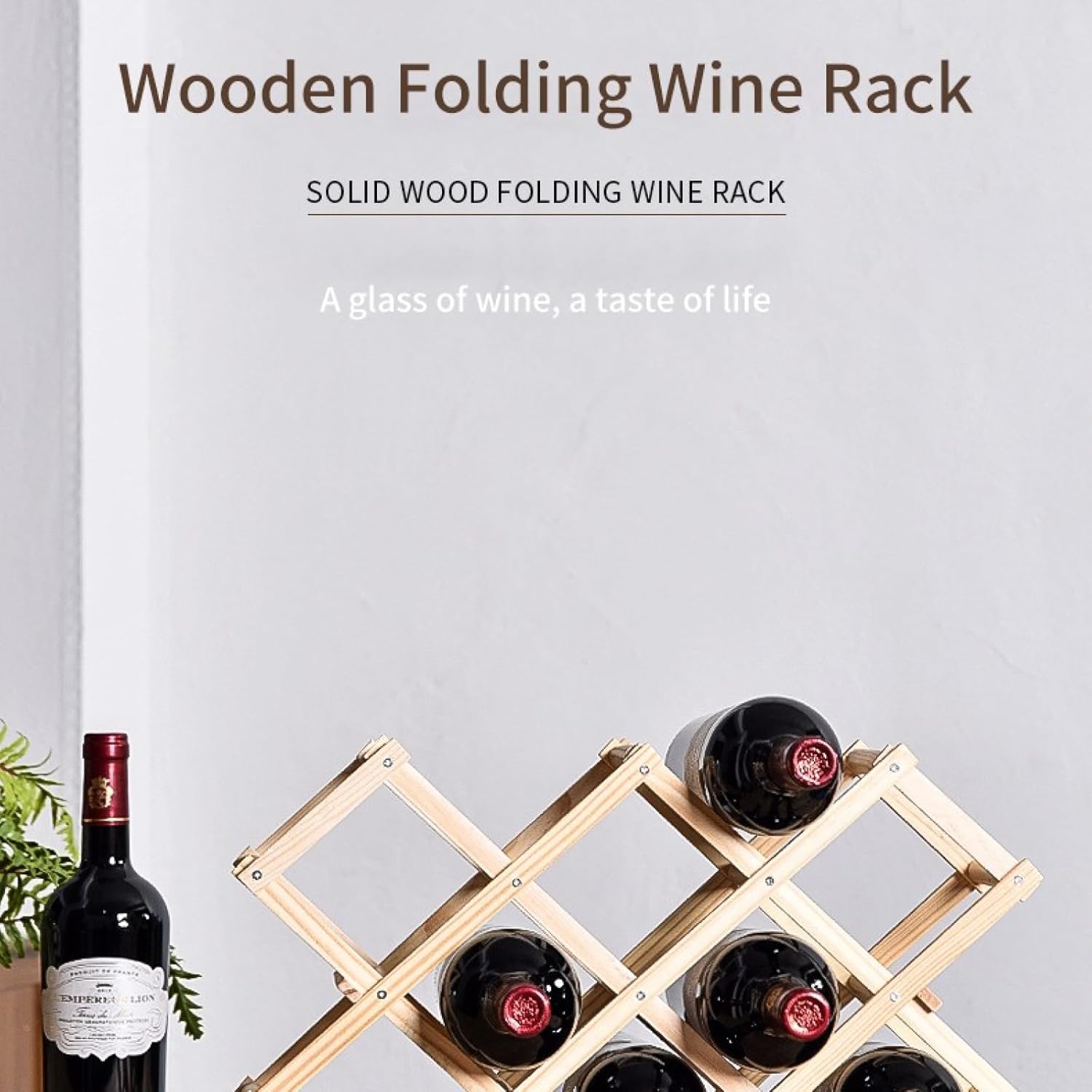 Foldable Wooden Wine Rack with 5 Bottles Storage
