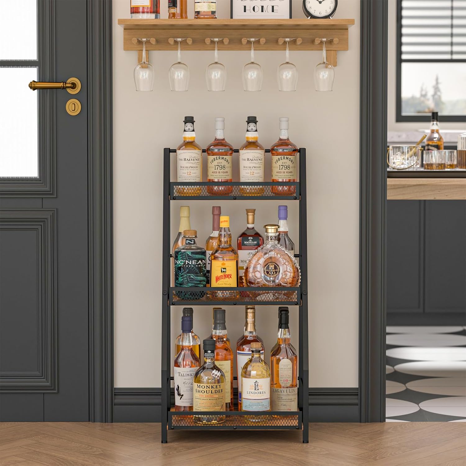 3-Tier Trapezoid Liquor Stand for Home Bar
