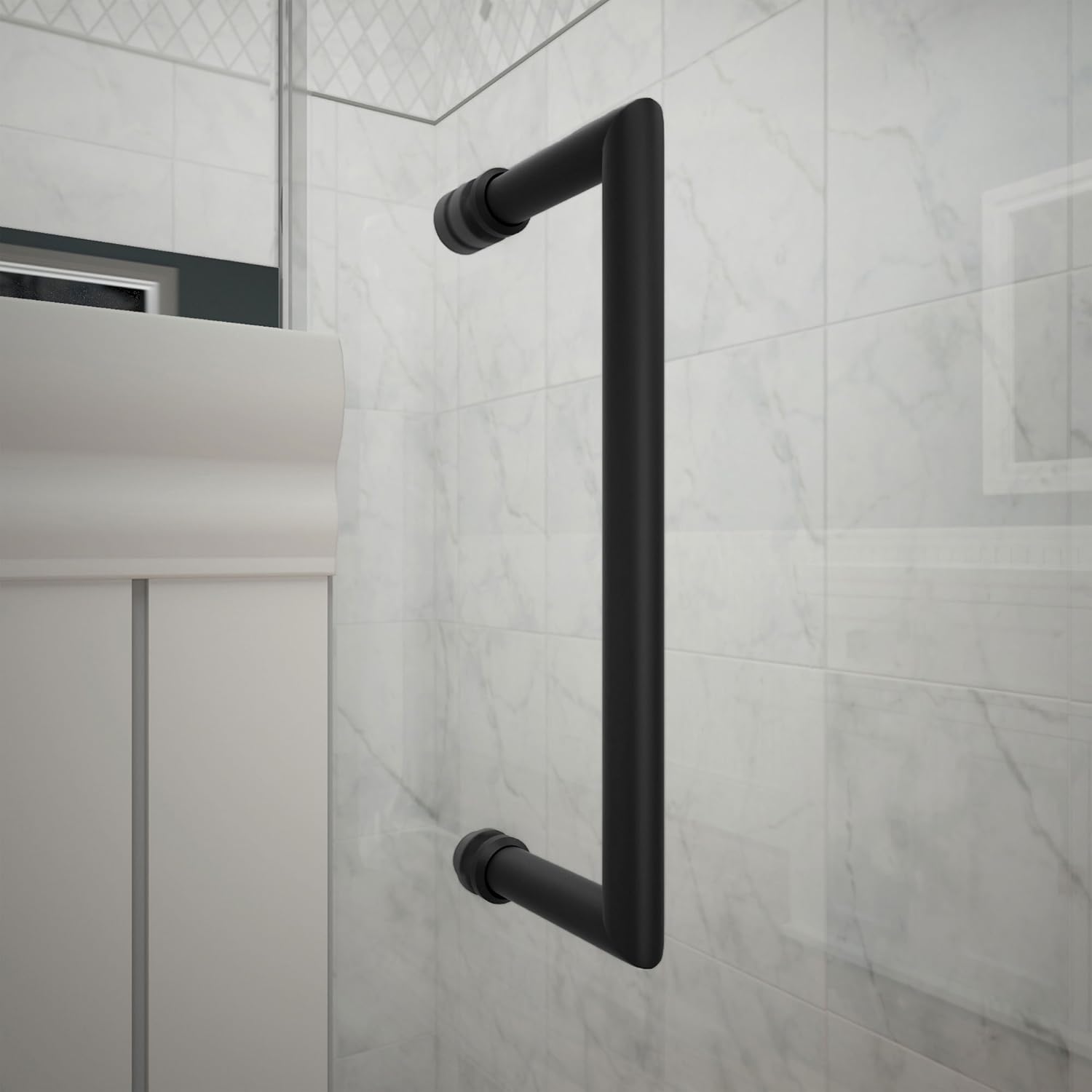 DreamLine Frameless Hinged Shower Door in Satin Black 47x36375x72