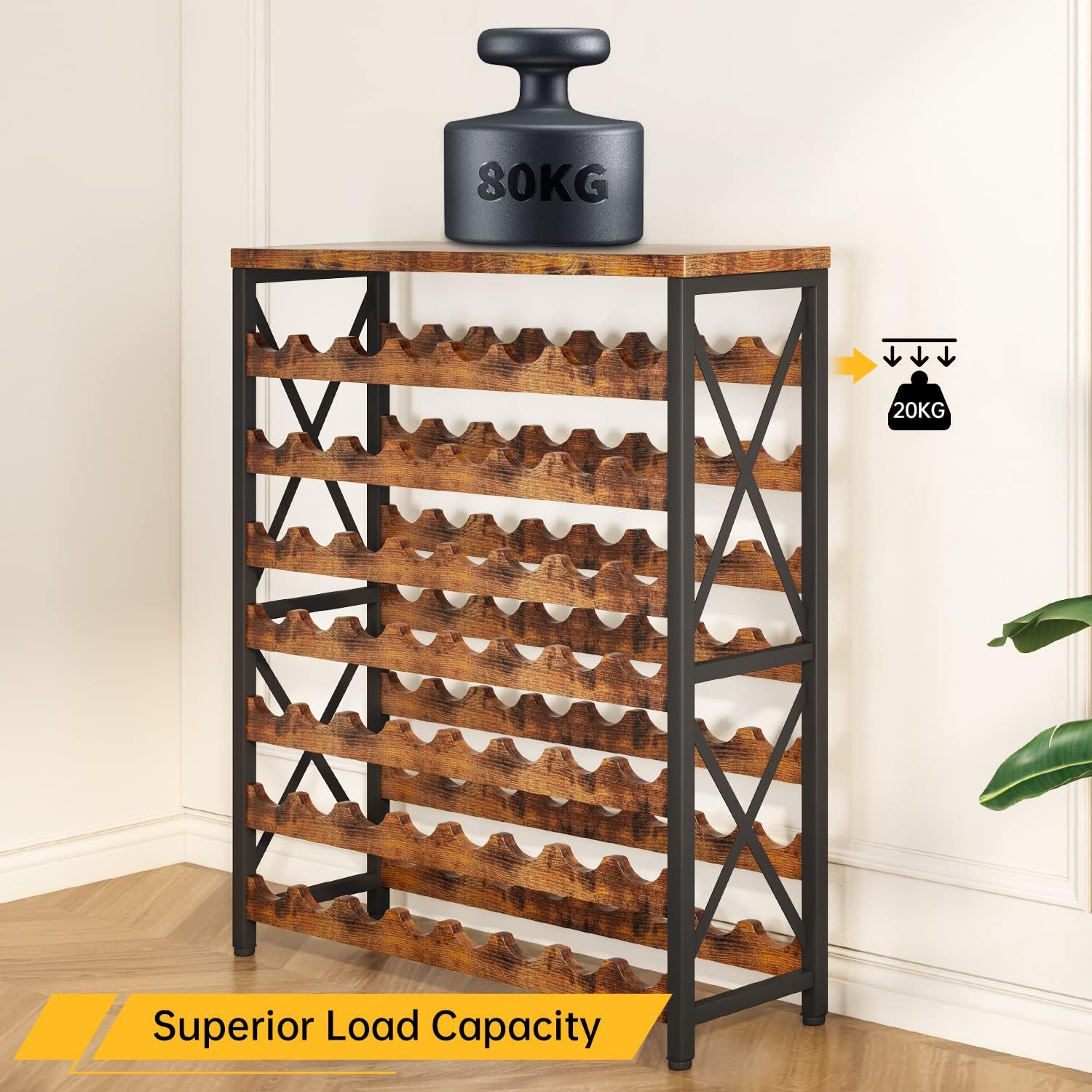 Homeiju 56-Bottle Wooden Wine Rack Freestanding