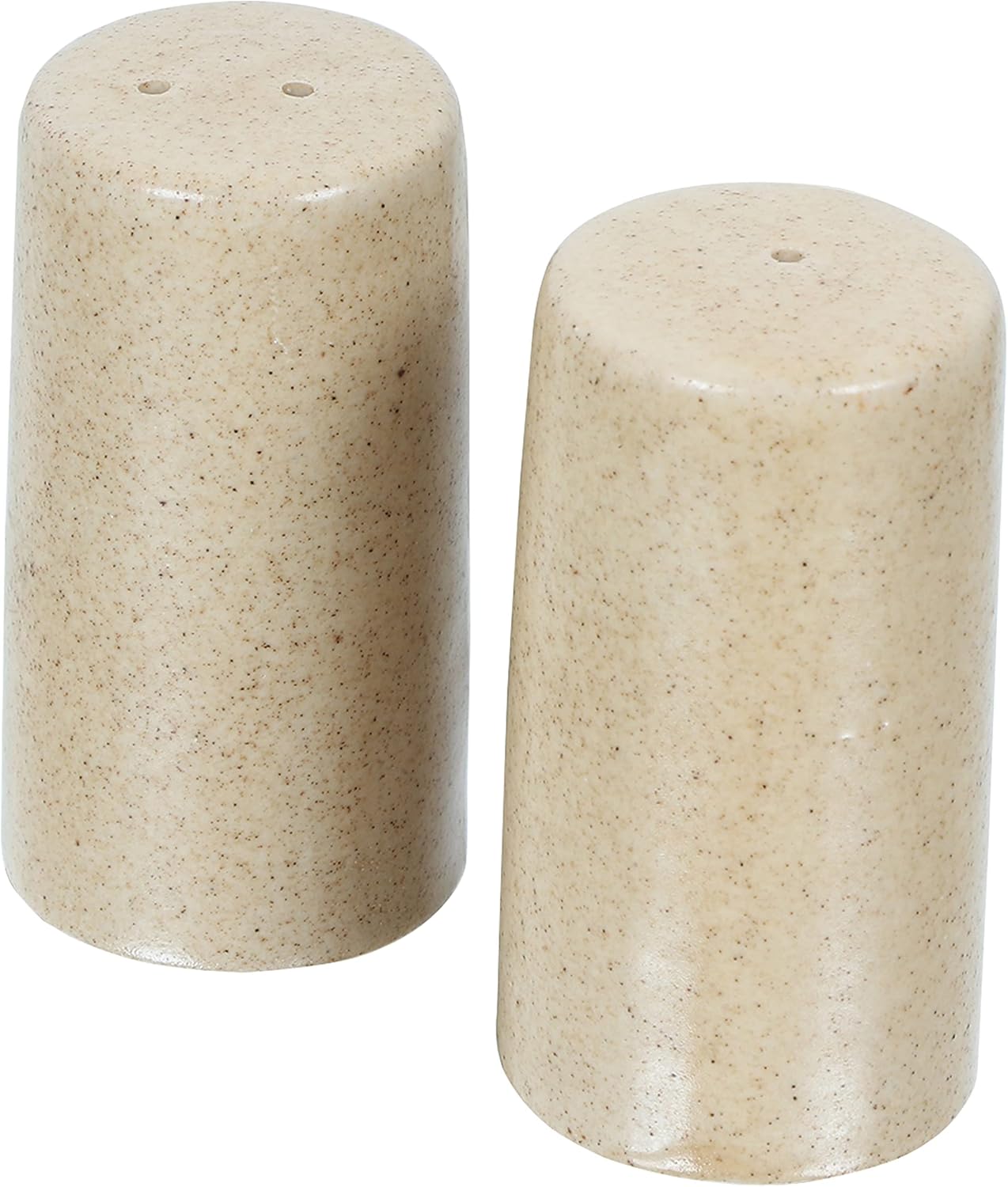 WHOLELIFEOBJECTS Salt Pepper Shaker Set - Modern Ceramic Holder Brown Mat