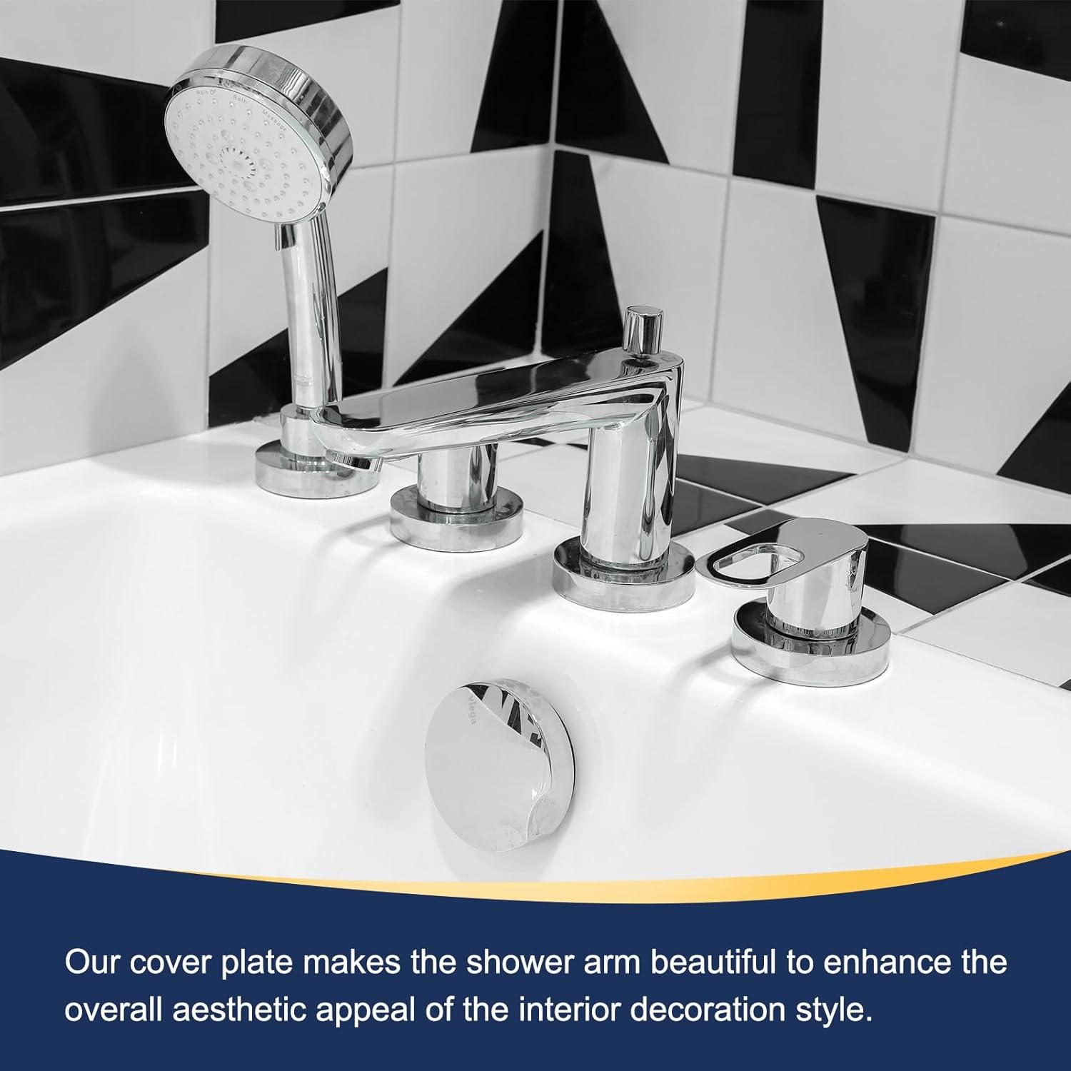 Uxcell 4pcs Stainless Steel Shower Flange Plate Set