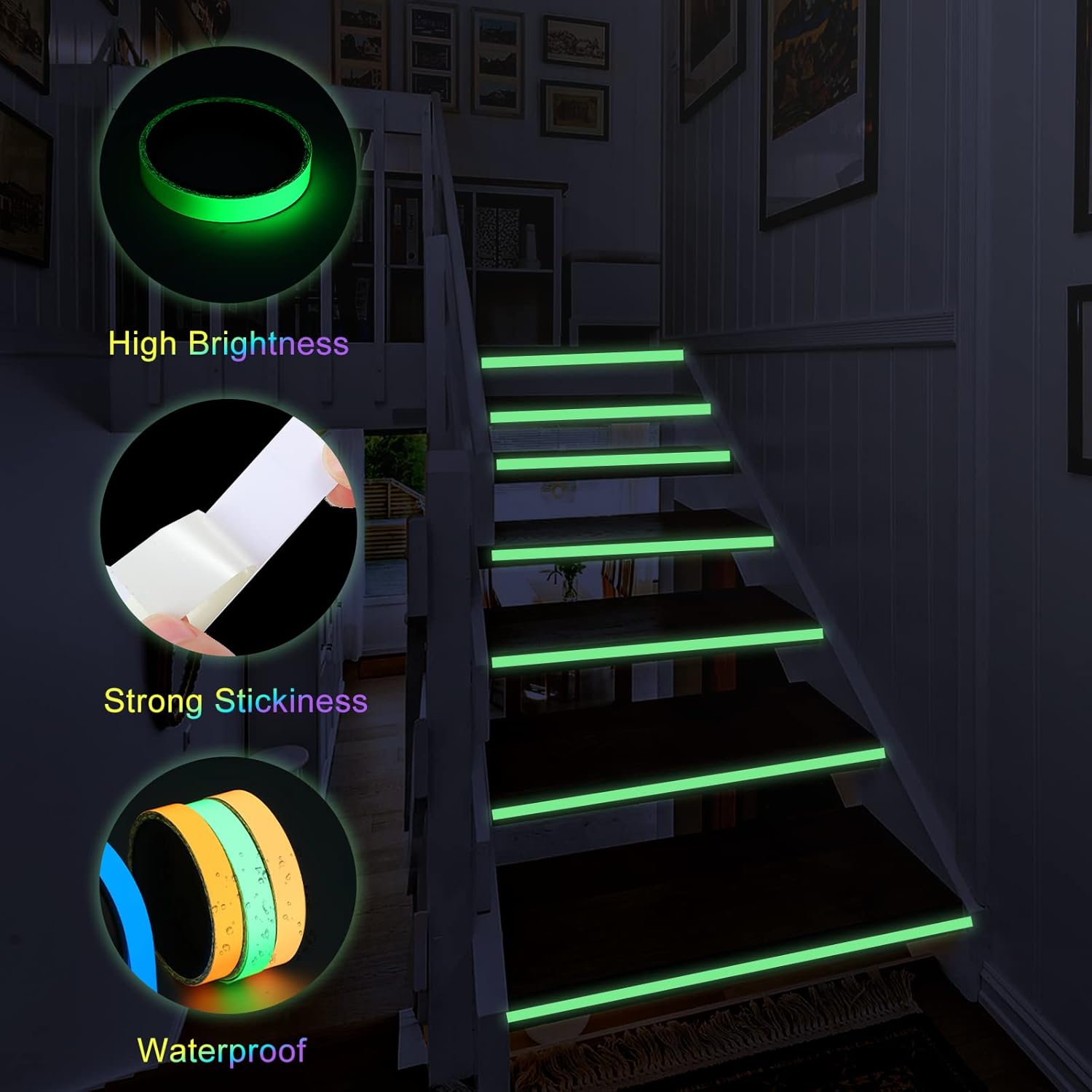 Spakon 8 Pieces Glow in The Dark Tape 80 Feet Waterproof
