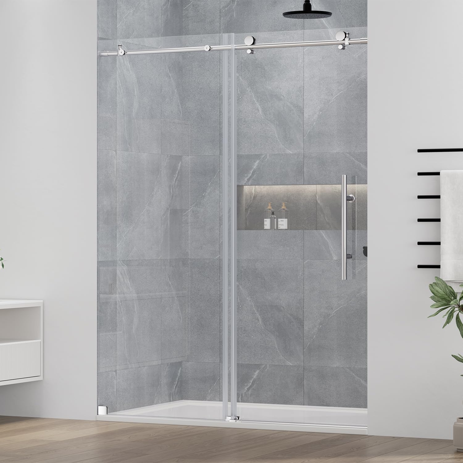 DELAVIN Frameless Shower Door 56-59 x 75
