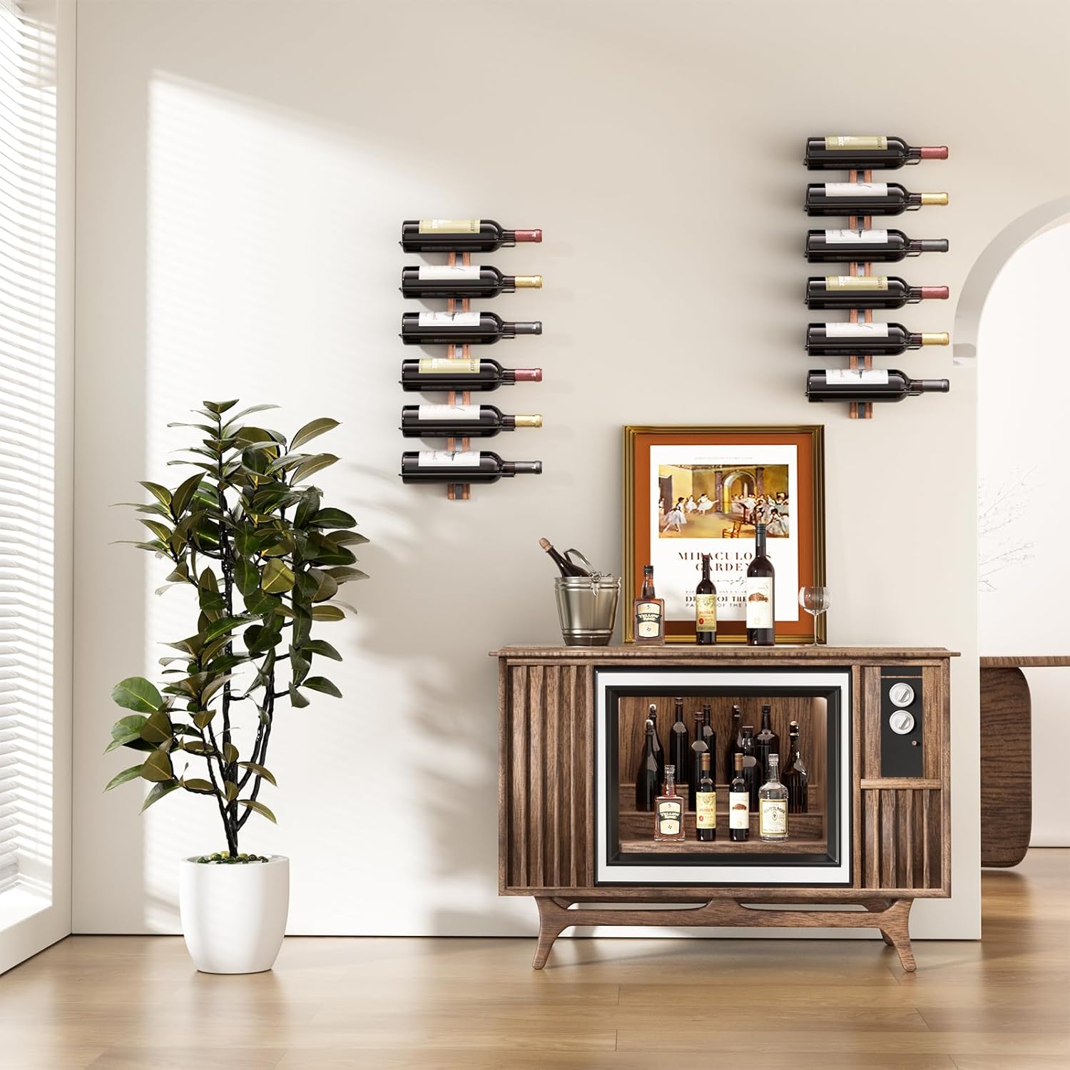 B4Life Wall Wine Rack for 12 Bottles Sturdy Wooden Design