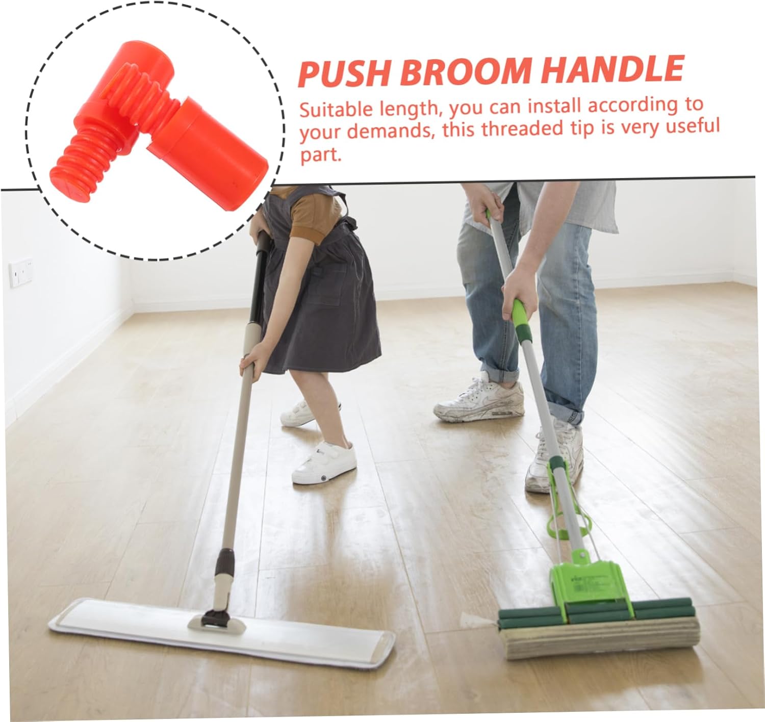 2PCS Threaded Tip Adapter for Broom and Mop Handles