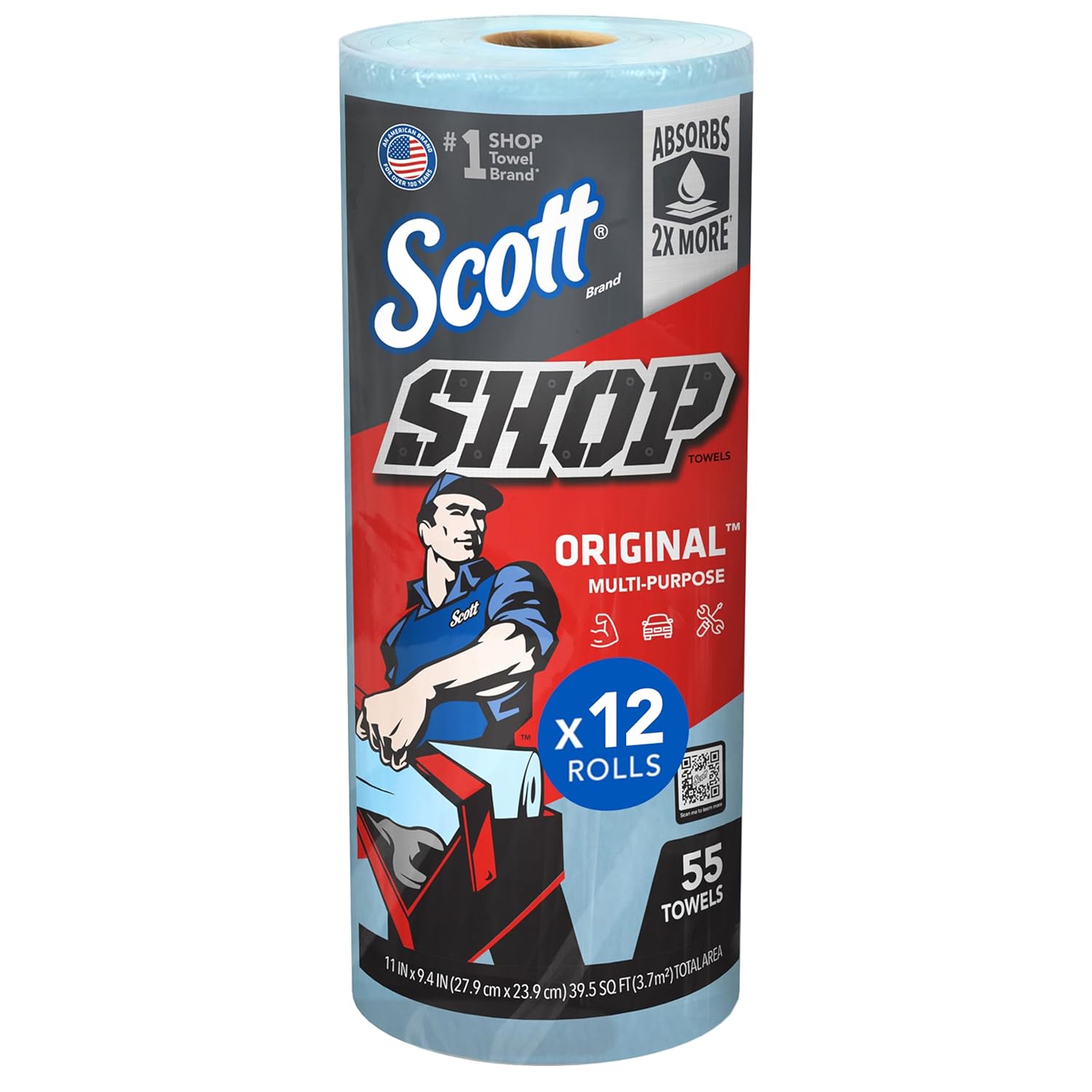 Scott Shop Original Blue Towels 94x11 12 Rolls 660 Sheets Total