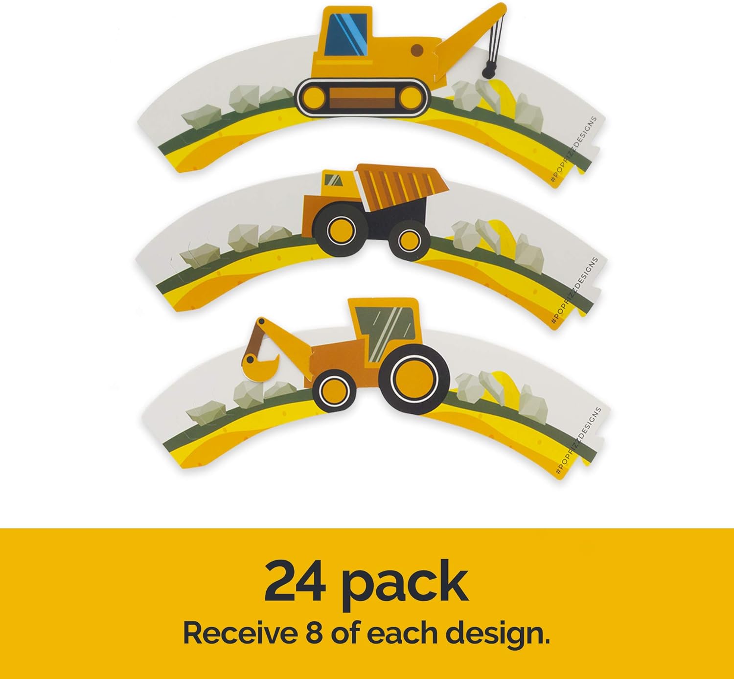 Pop Fizz Designs Construction Cupcake Wrappers Set of 24