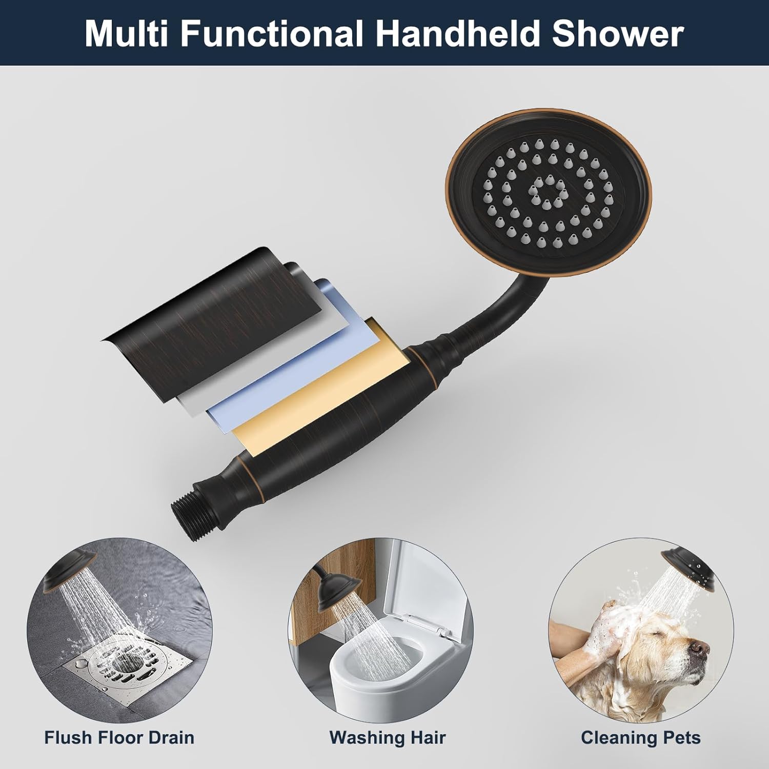 Kroias Oil Rubbed Bronze Floor Mounted Tub Faucet with Handheld Shower