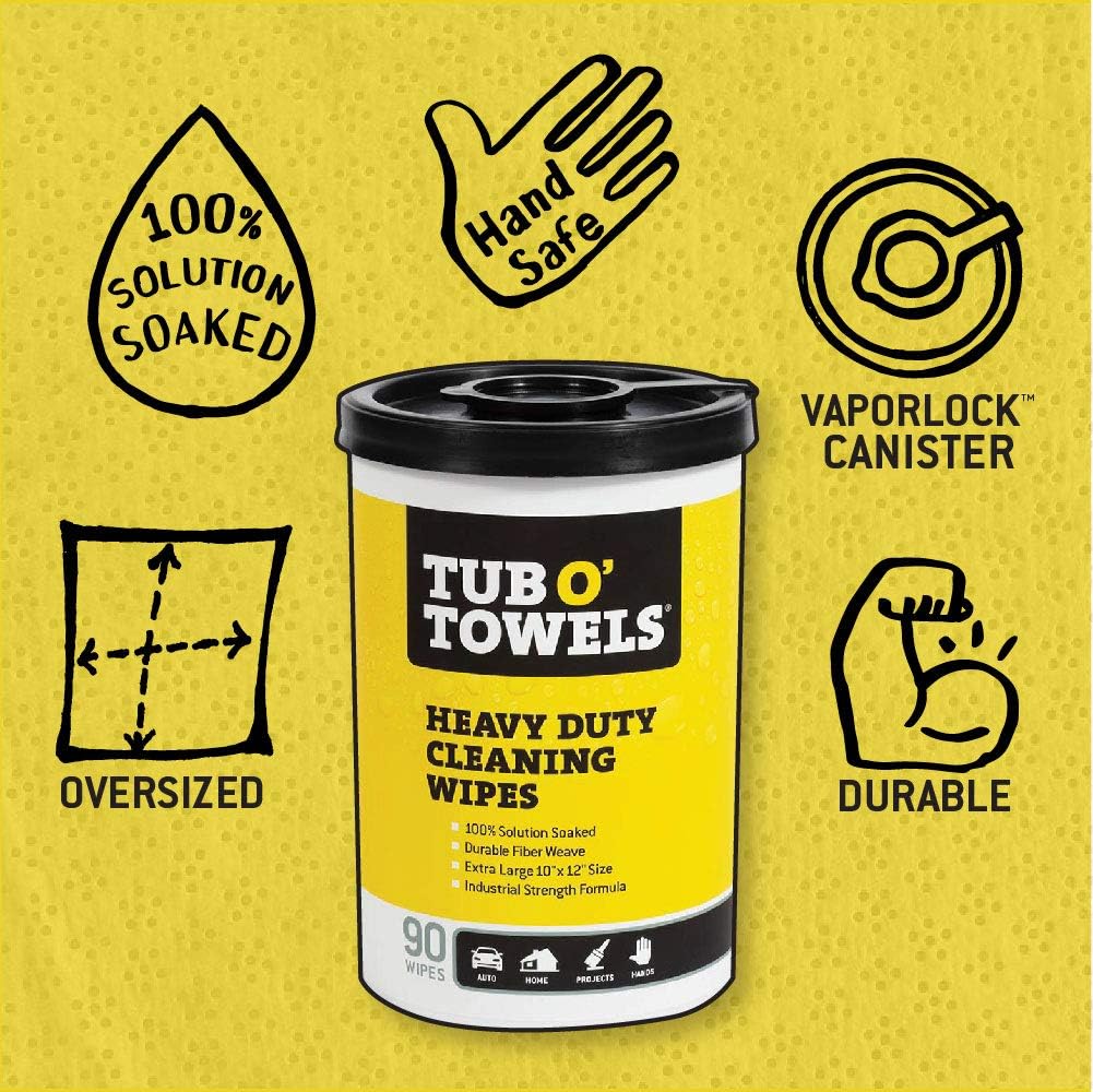 Tub O Towels TW90 Heavy-Duty Cleaning Wipes