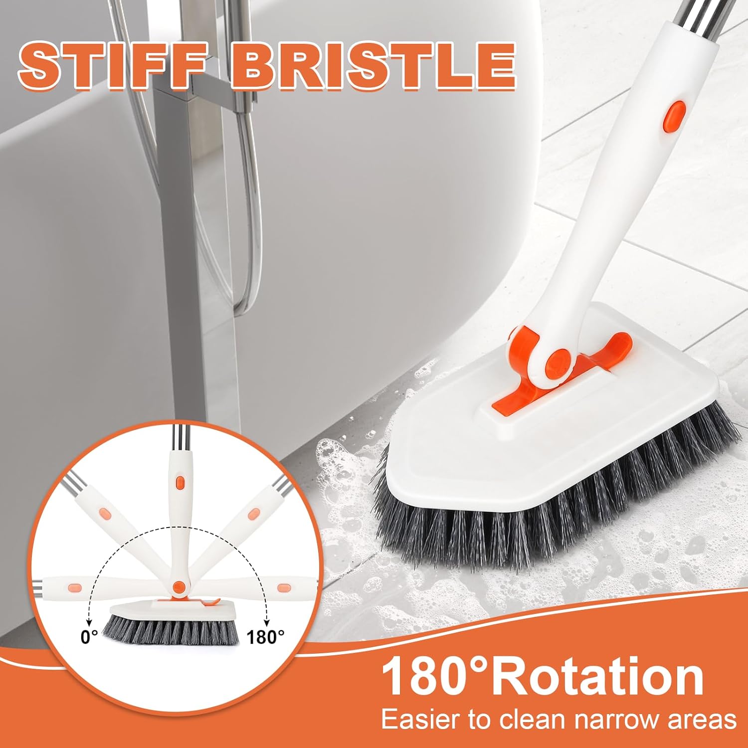 MOSEN 3 in 1 Long Handle Scrub Brush Set