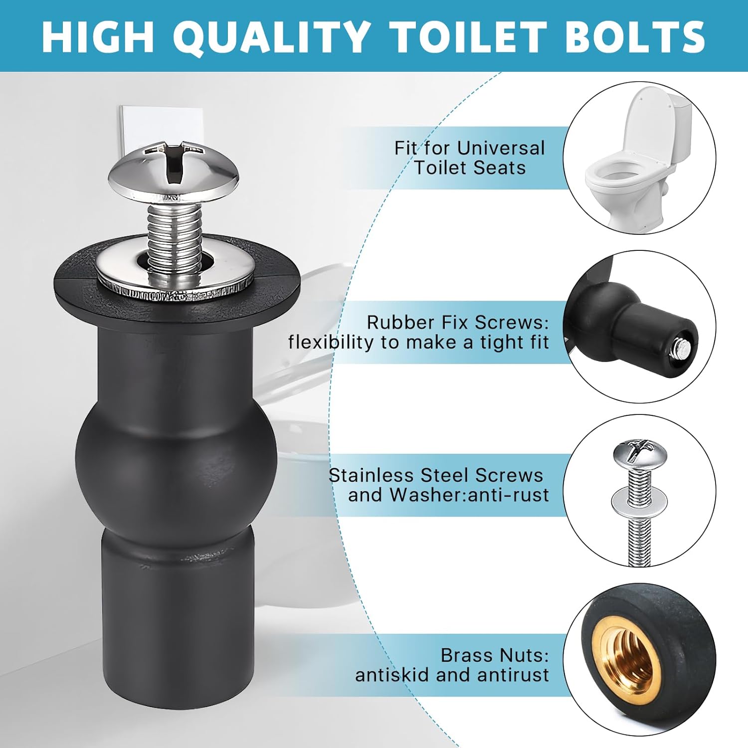 Supkiir 4Pcs Toilet Seat Replacement Kit