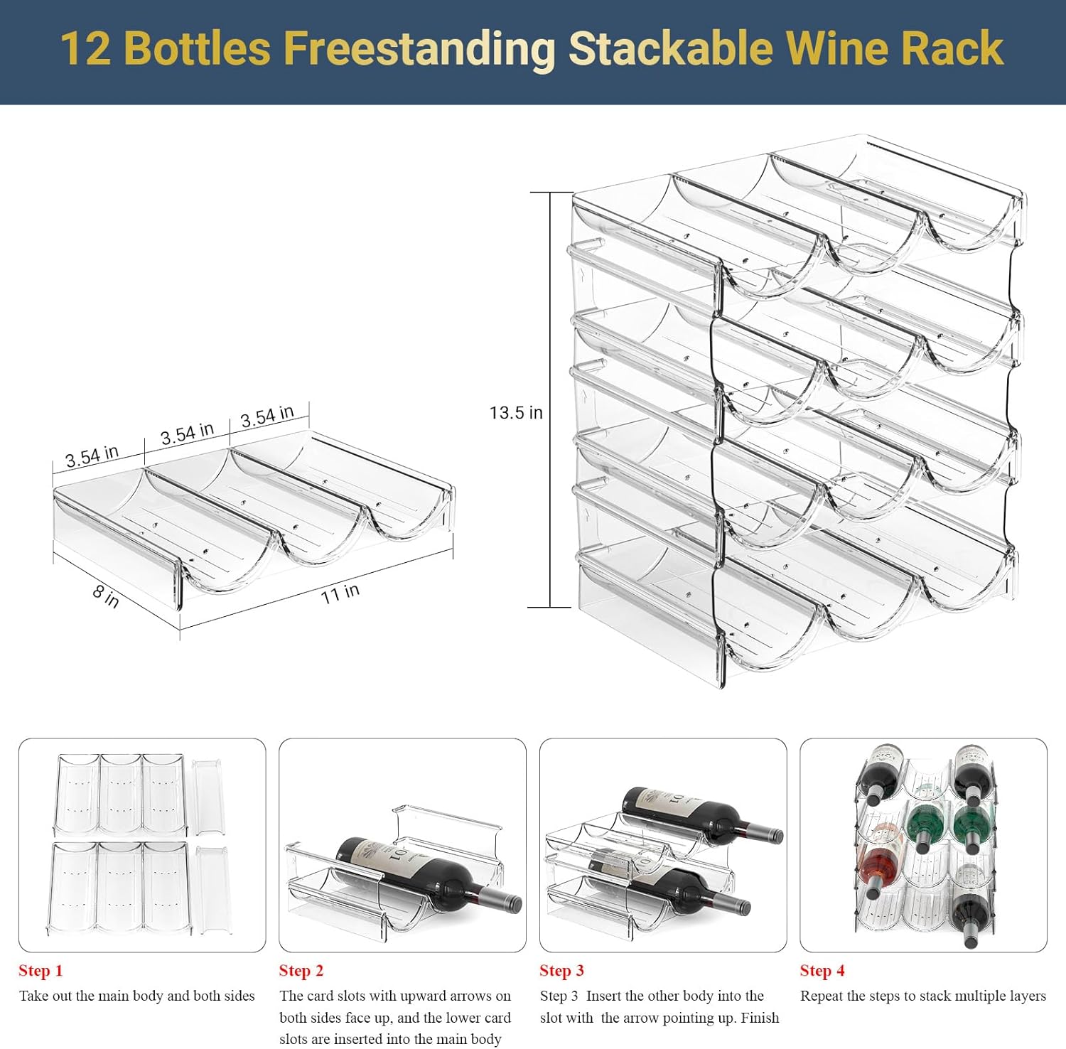 Benaep Stackable 4-Tier Water Bottle Wine Rack