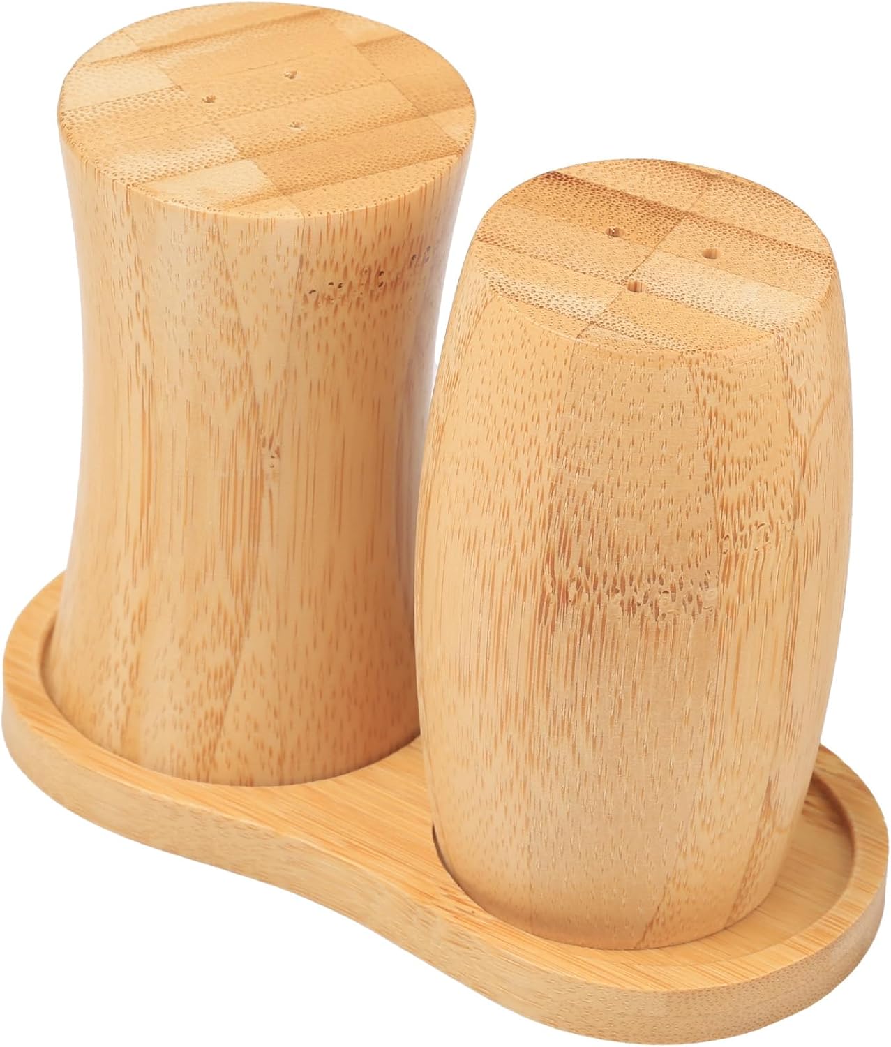 ZTHapwa Bamboo Salt Pepper Shaker Set of 2