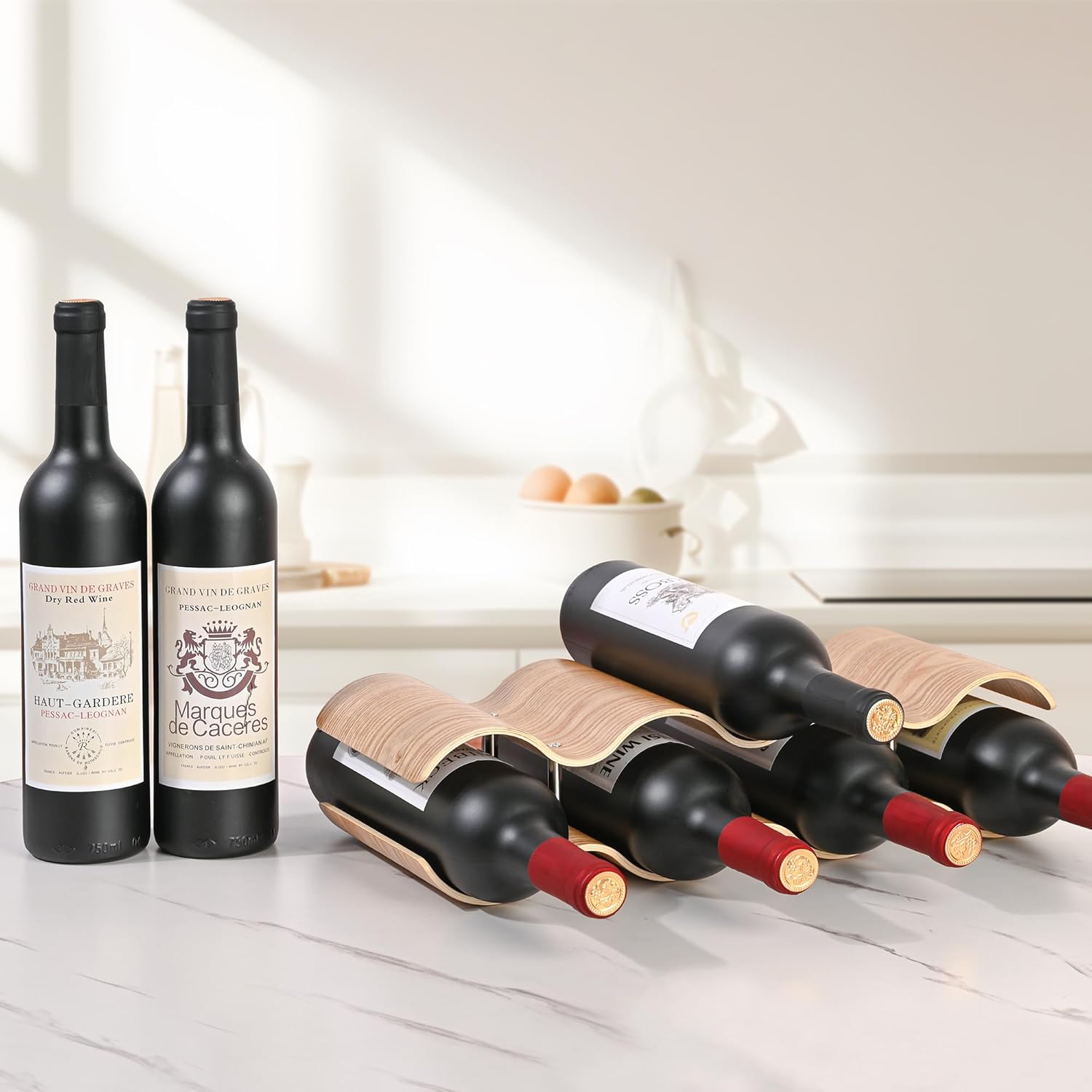 TRUDING 7 Bottle Freestanding Wine Rack with 2 Tiers