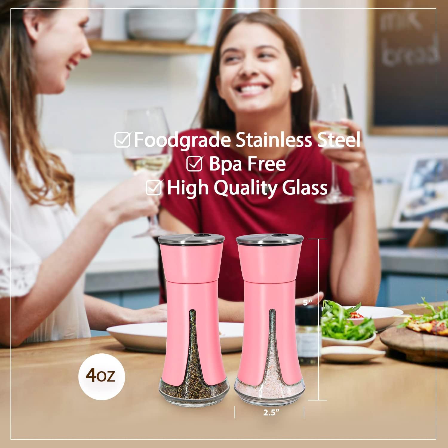 Pink Salt and Pepper Shakers Set by Aelga