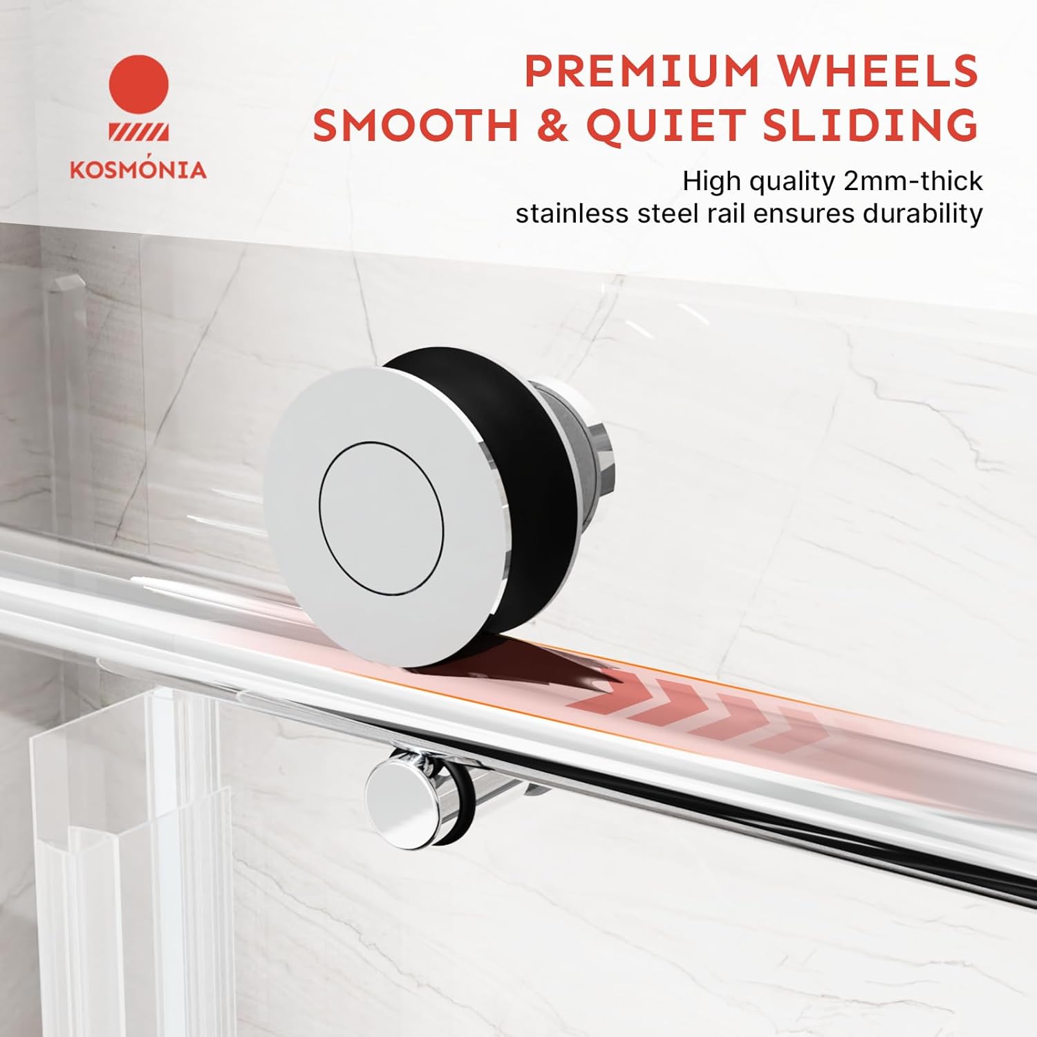 Kosmonia 56-60Wx74H Frameless Sliding Shower Door