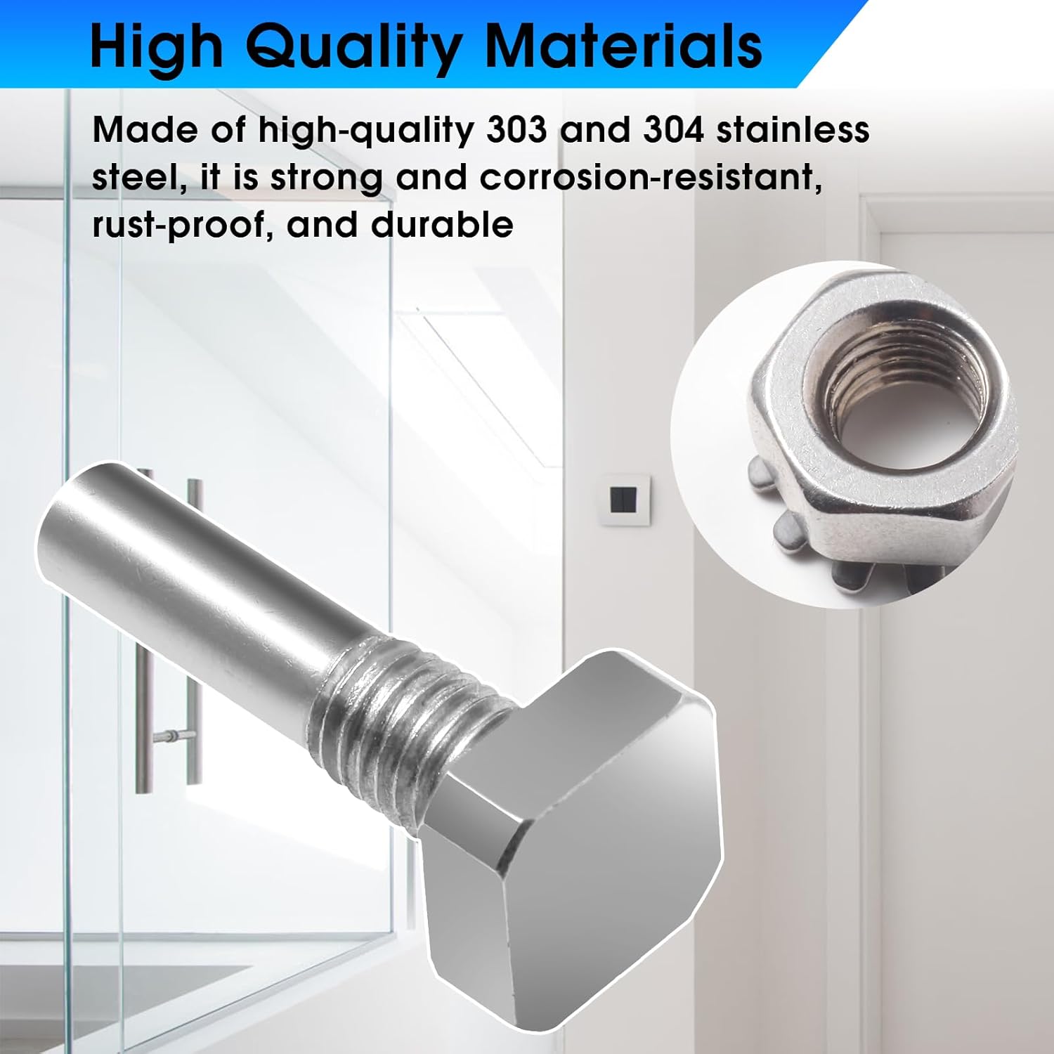 GGTE Glass Shower Door Pivot Pin Kit with Hex-Nut and Washer