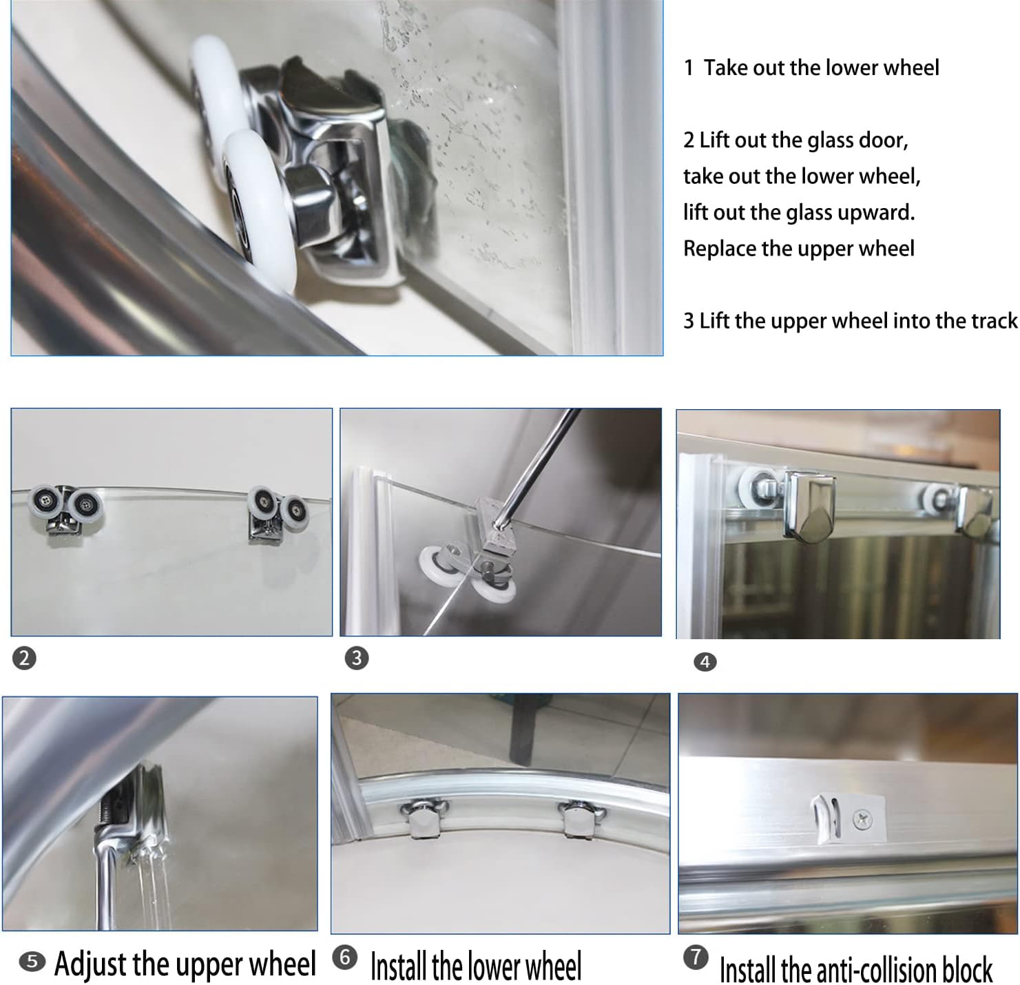 Cokritsm 25mm Shower Door Rollers 4-Pack