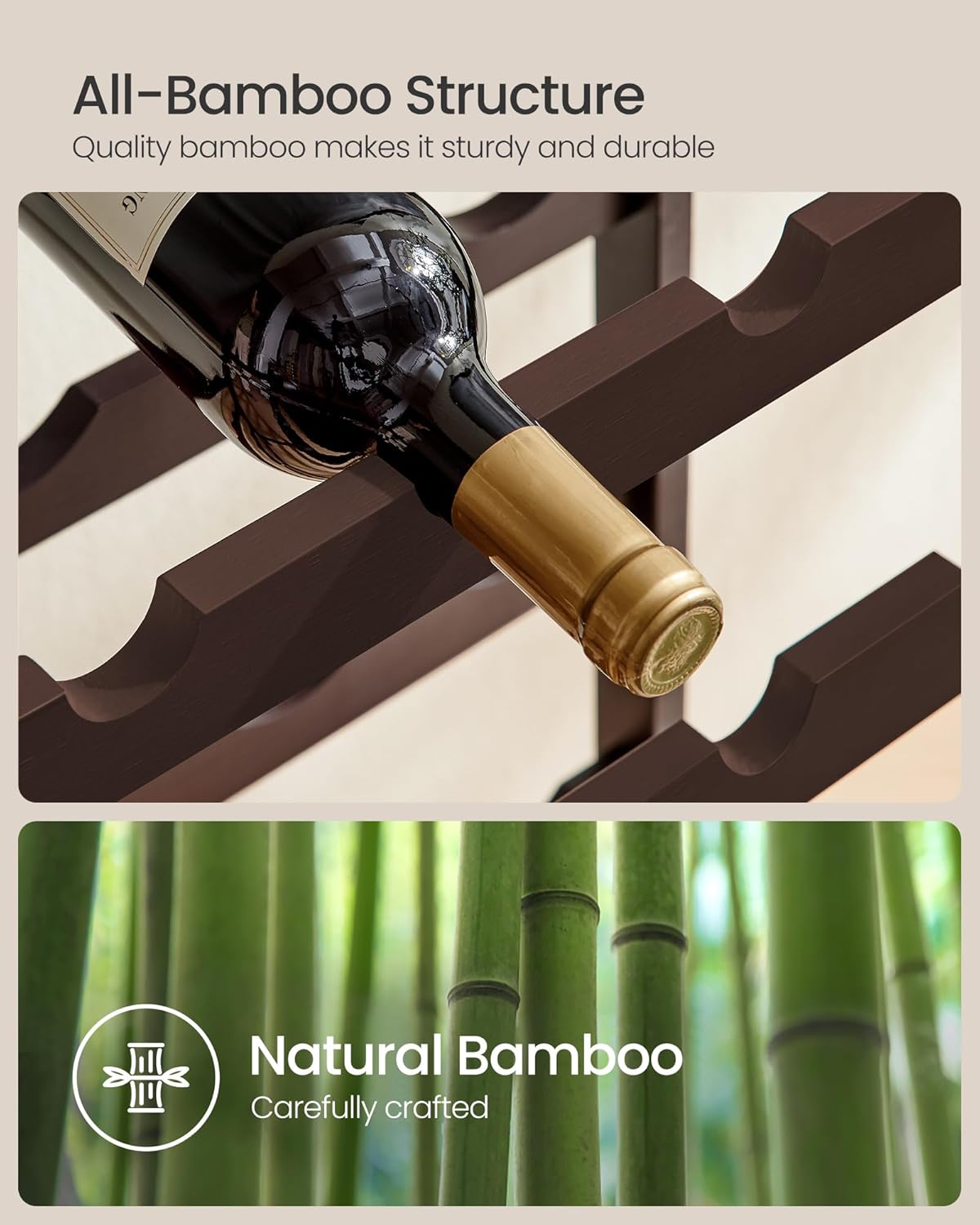 SONGMICS 7-Tier Bamboo Wine Rack 42-Bottle Capacity