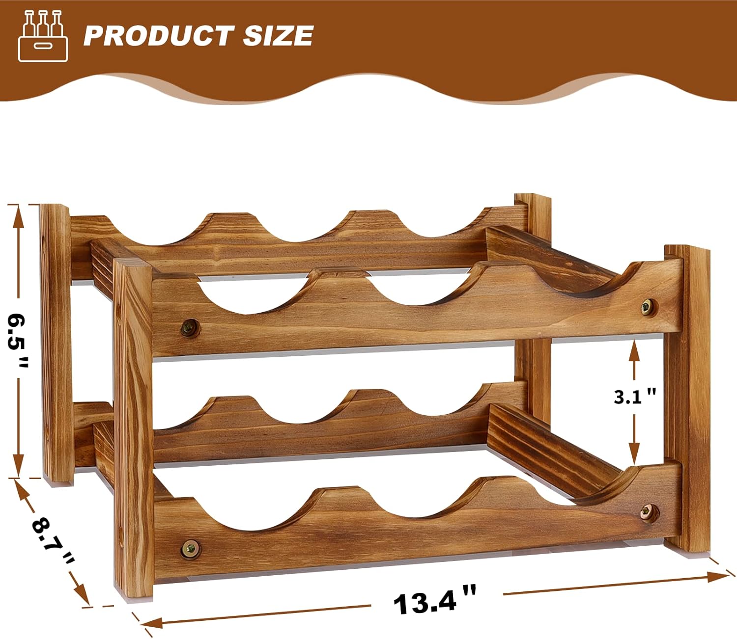 Niep 6 Bottle 2-Tier Wood Wine Rack