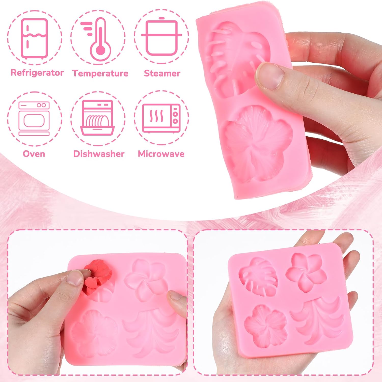 2 Pieces Tropical Flowers Leaves Silicone Mold for DIY