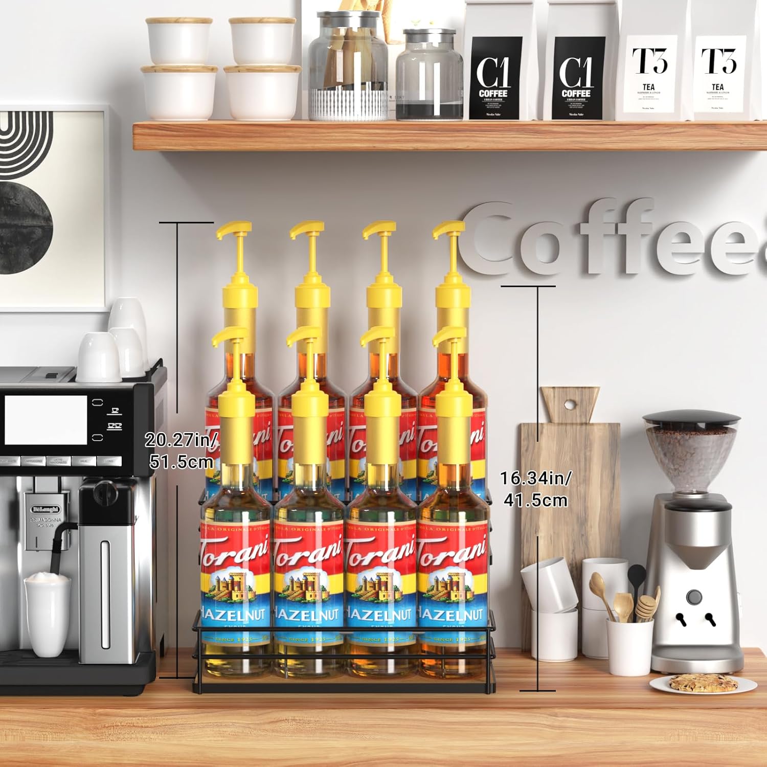 THYGIFTREE 2-Tier Syrup Holder Stand 8 Bottle Storage Rack