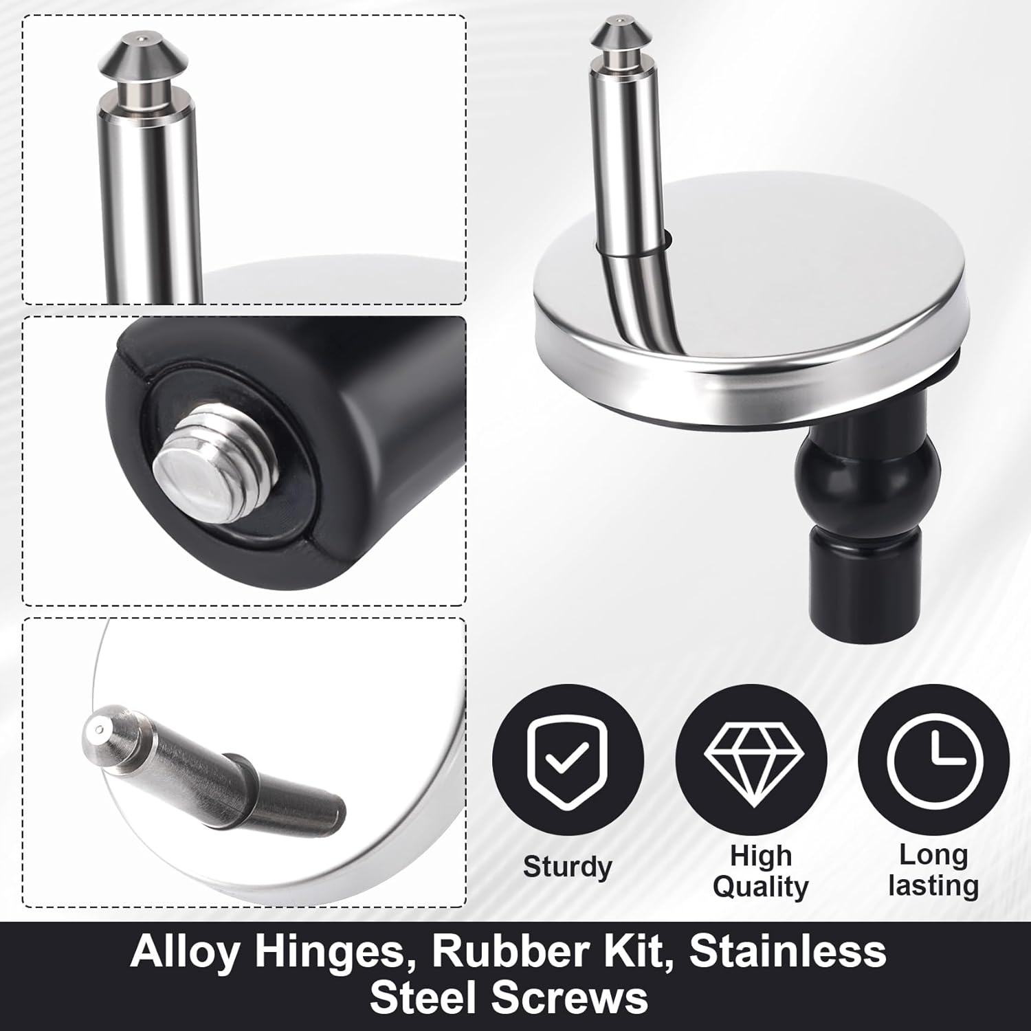 HINZIC 2Pcs Universal Toilet Seat Hinge Replacement Kit 6mm