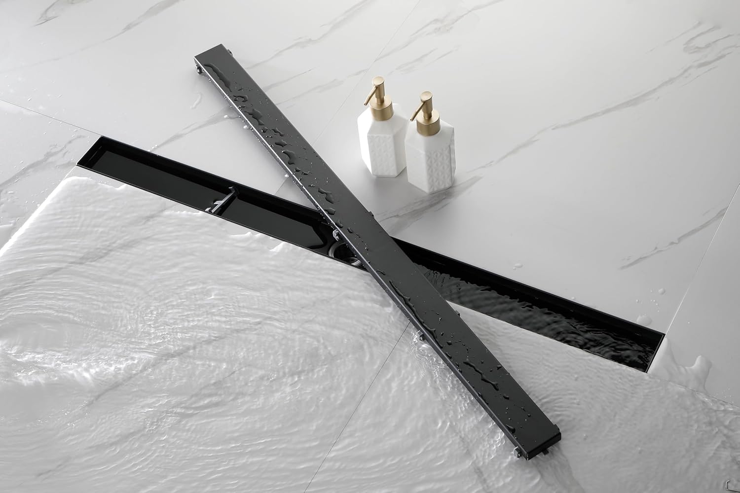 Modern 36 Inch Linear Shower Drain with Removable Cover and Hair Strainer
