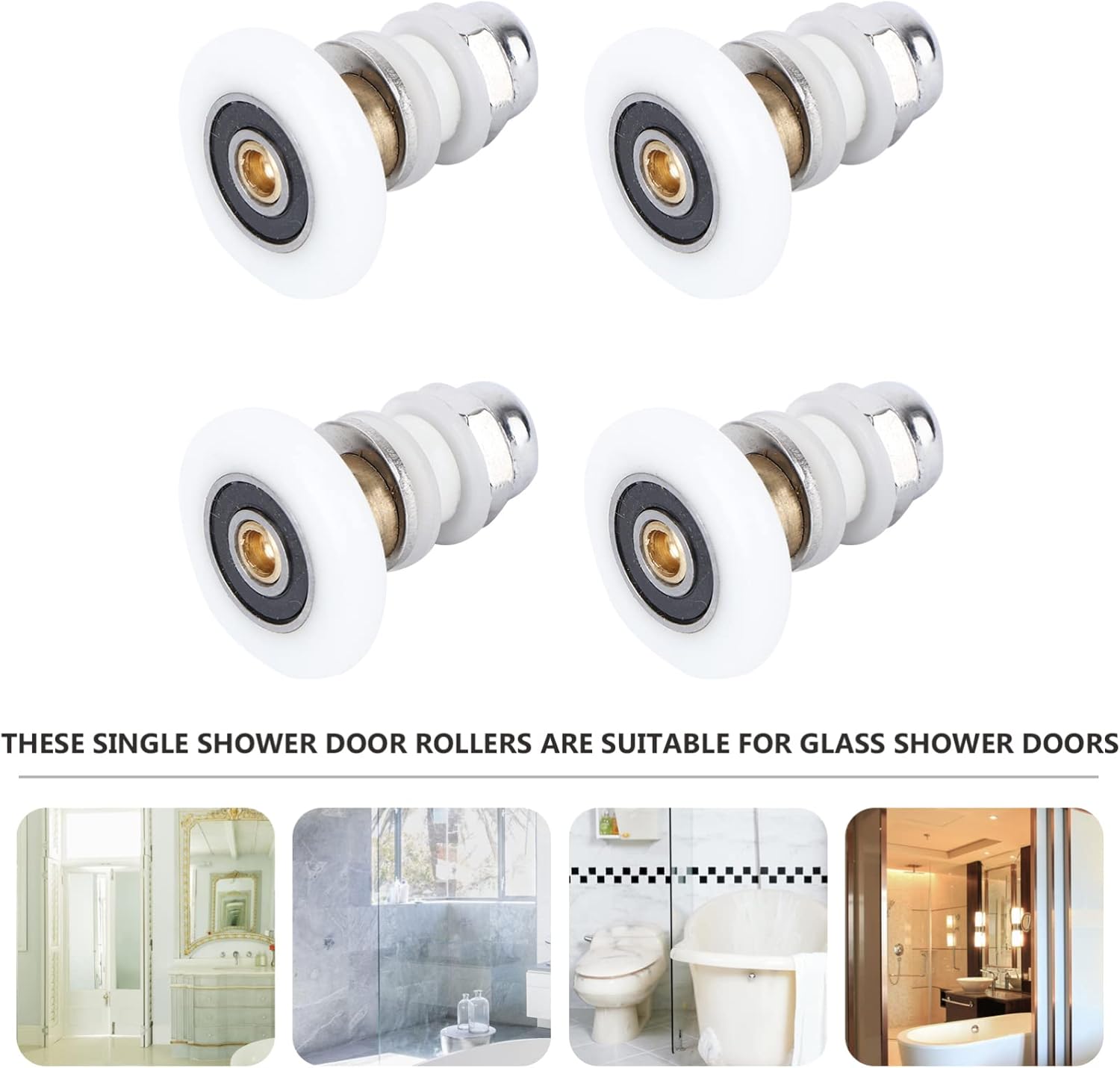 DOITOOL 4PCS Copper Shower Door Rollers 28mm Diameter 1