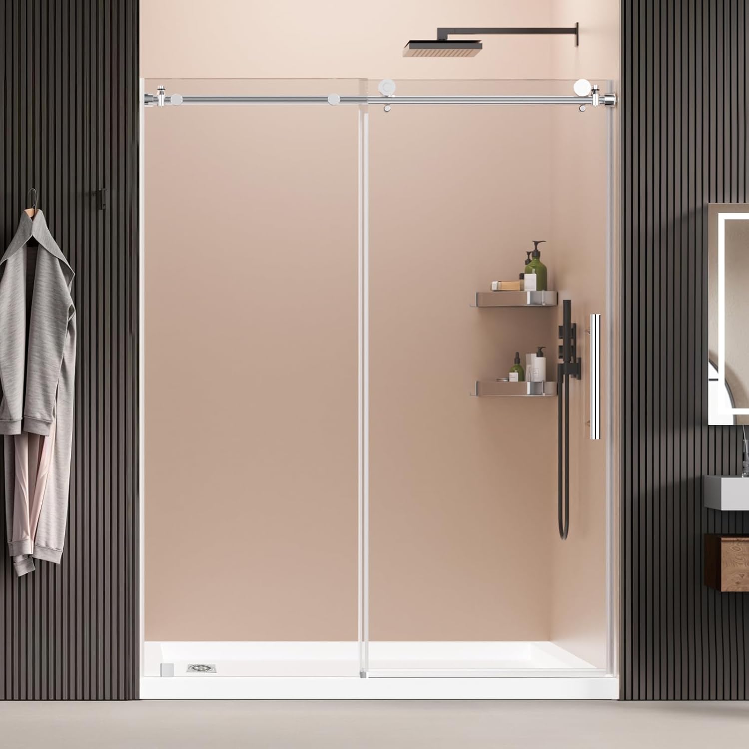 Kosmonia 56-60Wx74H Frameless Sliding Shower Door