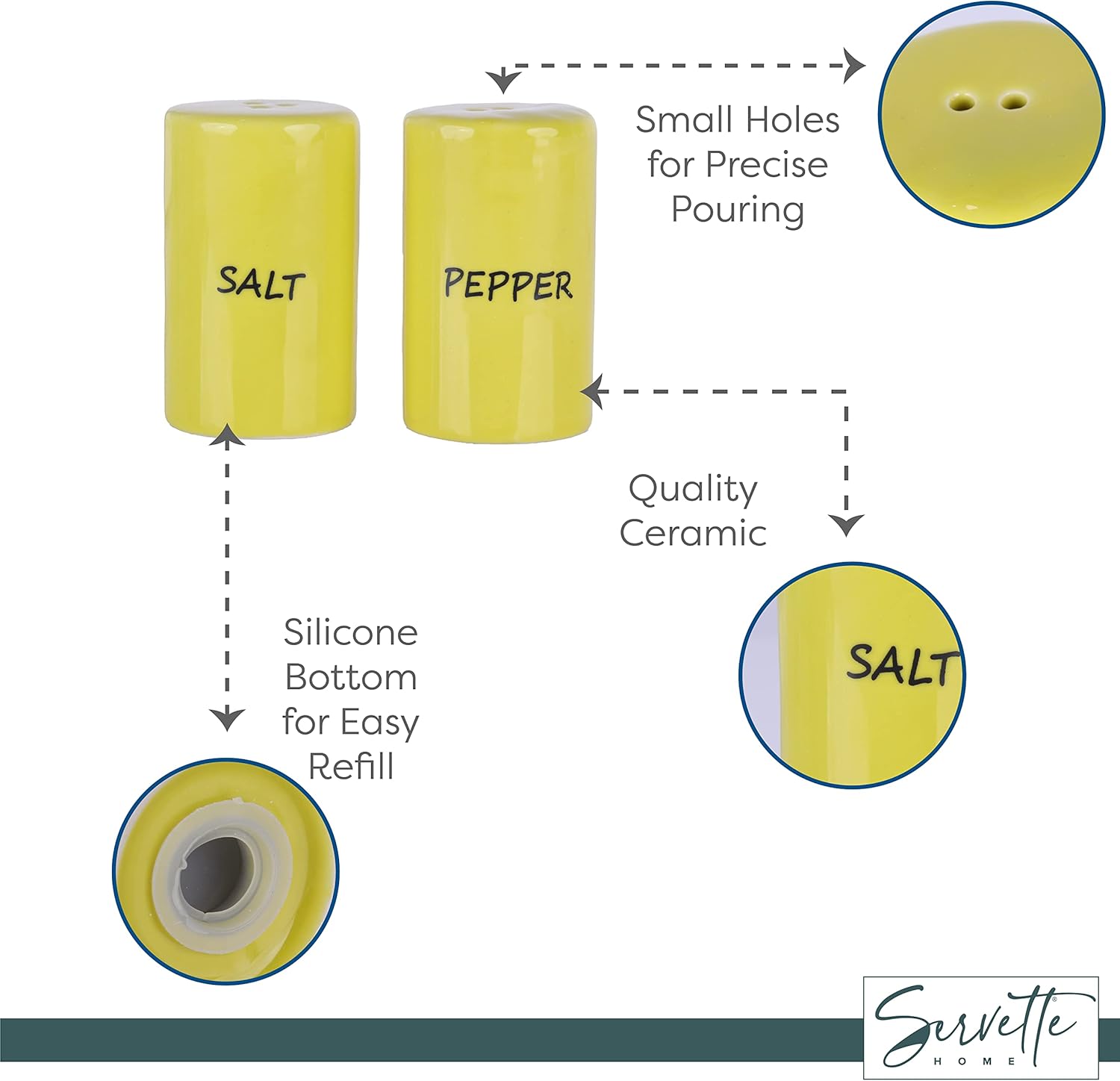 Yellow Salt Pepper Shakers Ceramic Set