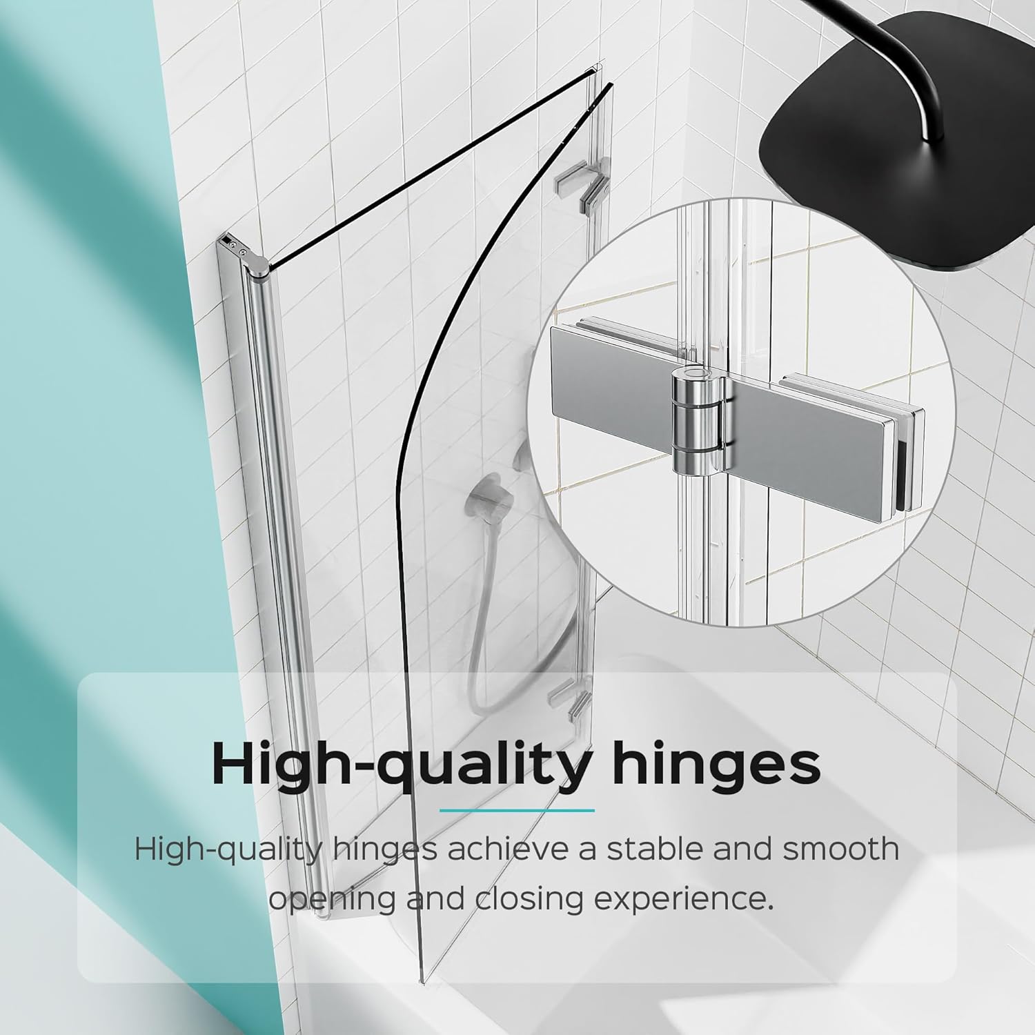 34 x 58 Frameless Pivot Bathtub Door with Brushed Gold Finish