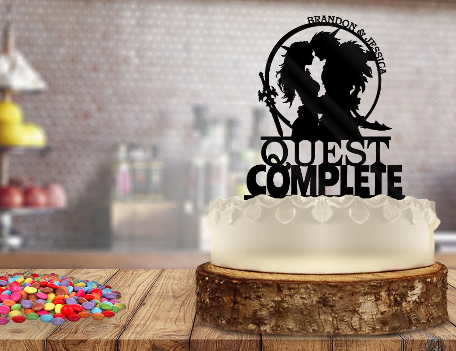 Gamer Wedding Cake Topper DD Level Complete Unique Nerd Decor