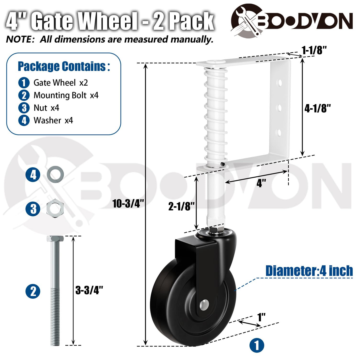 4 Spring Loaded Gate Caster with 360 Rotation 220 Lbs Capacity 2 Pack