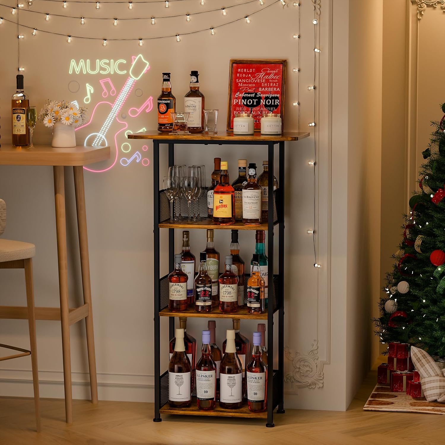 Eyteenokk 4-Tier Freestanding Wine Rack with T-Shape Tabletop 1