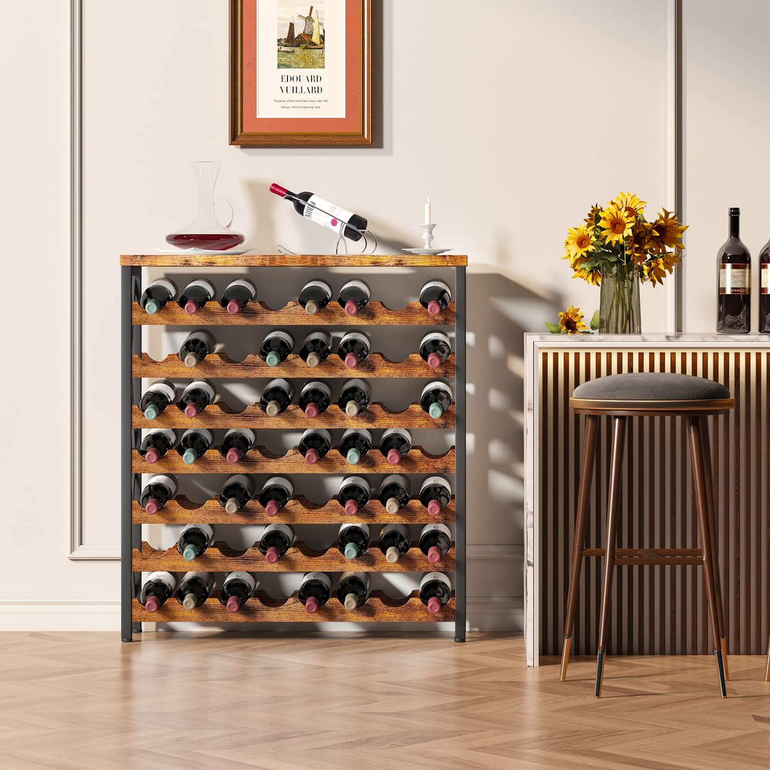 Homeiju 56-Bottle Wooden Wine Rack Freestanding