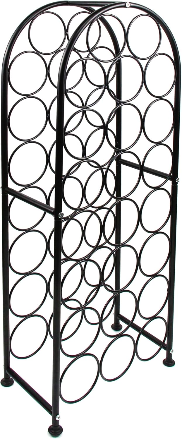 PAG 23 Bottles Freestanding Metal Wine Rack Black