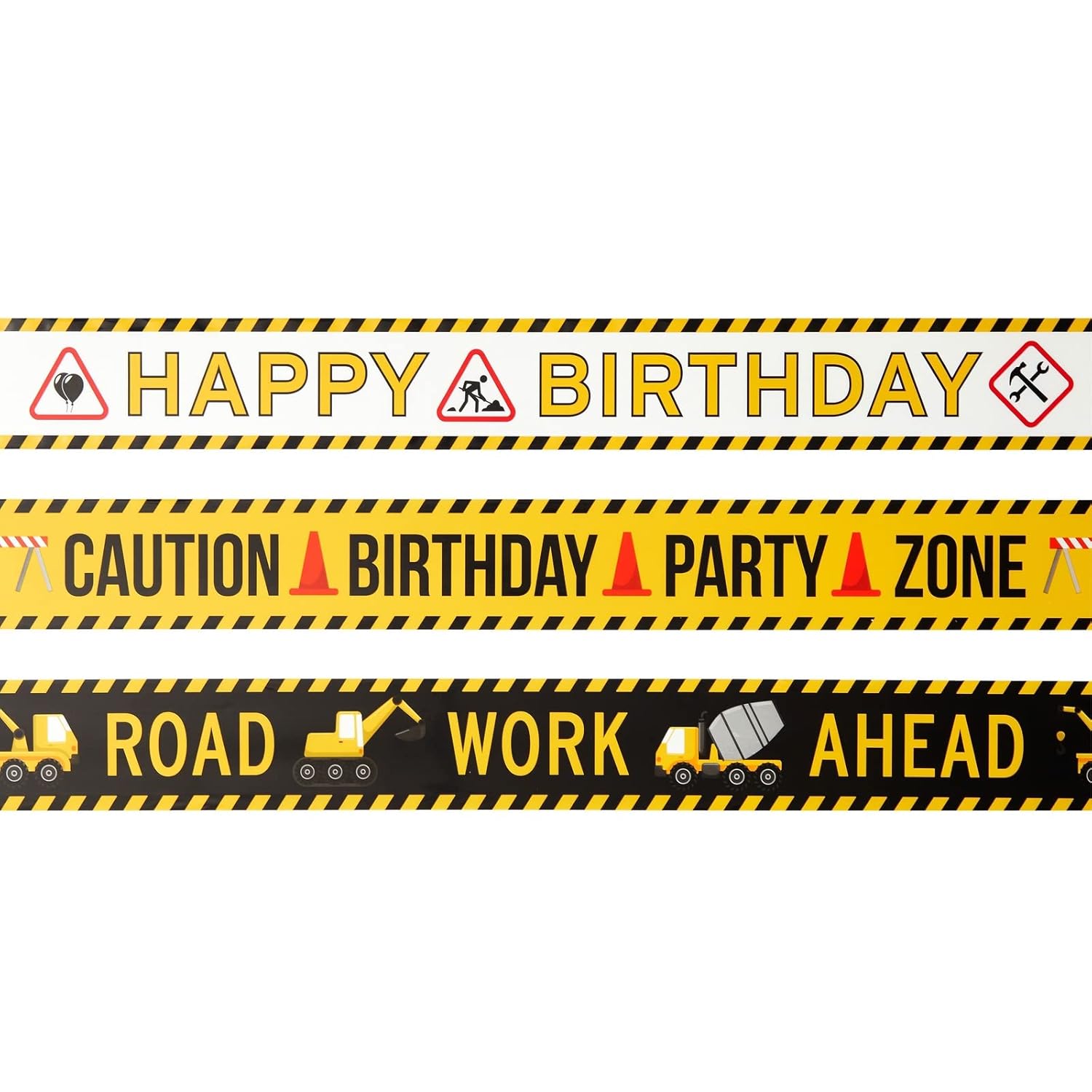BLUE PANDA 3 Pack Birthday Caution Tape Rolls - 100ft Length 3in Width
