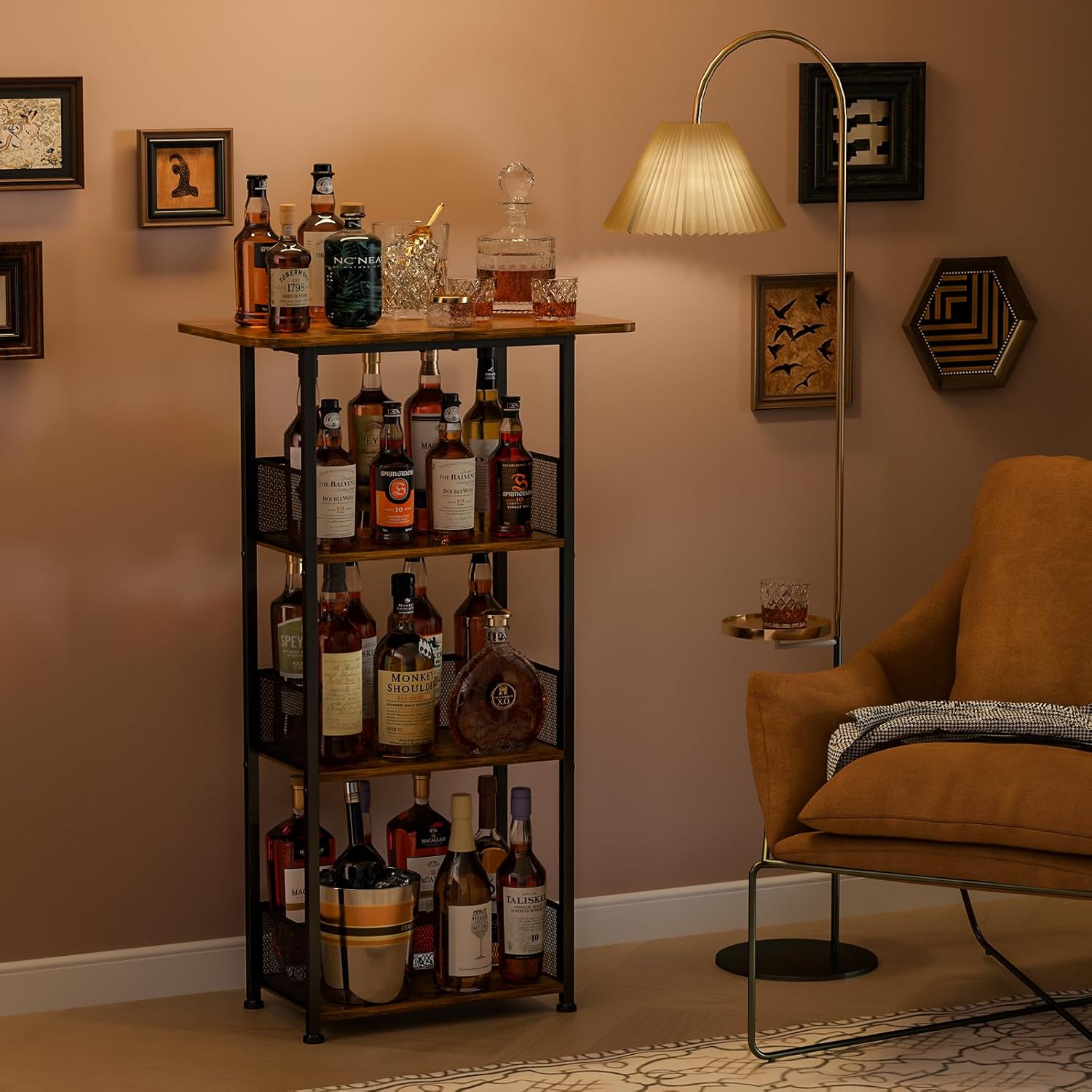 Eyteenokk 4-Tier Freestanding Wine Rack with T-Shape Tabletop 1