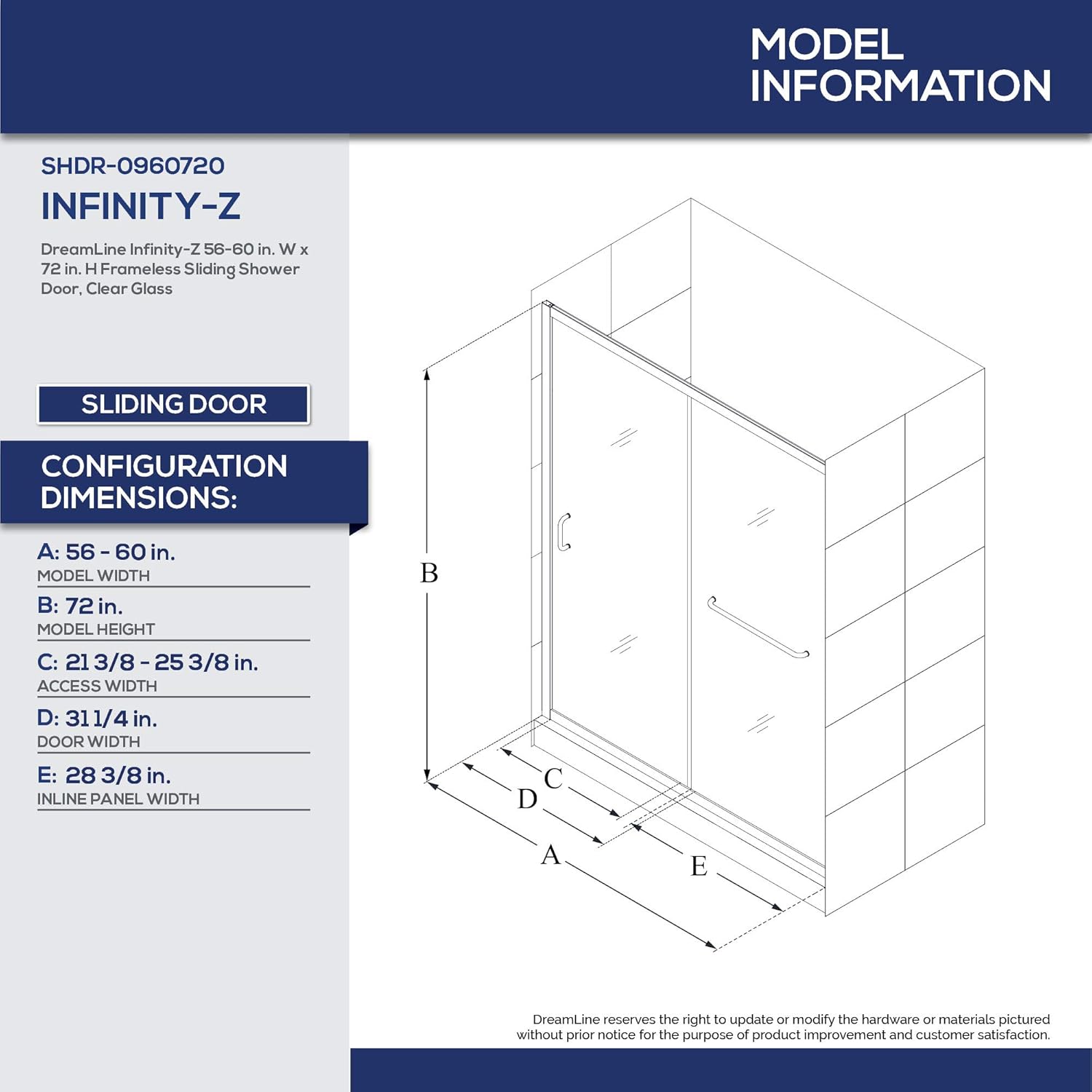 DreamLine Infinity-Z Clear Sliding Shower Door Kit Brushed Nickel