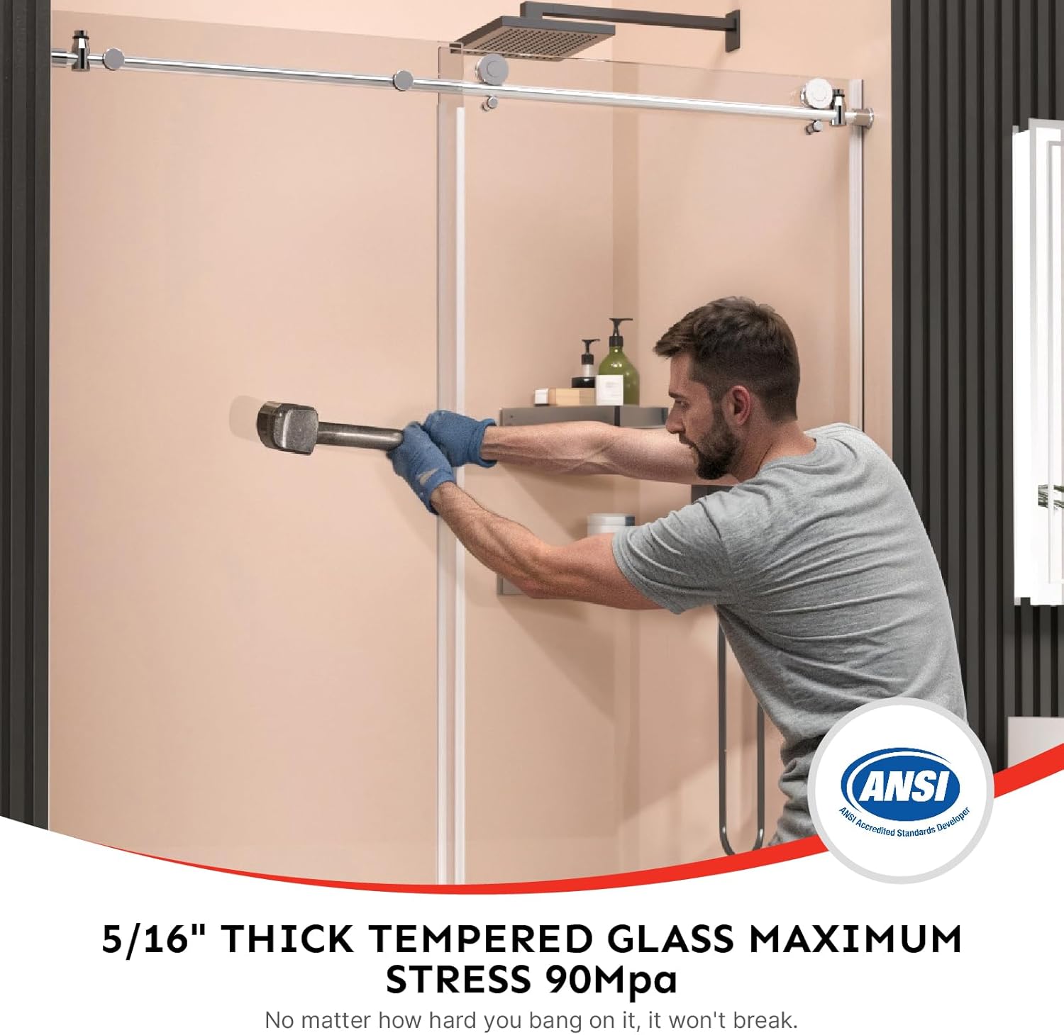 Kosmonia 56-60Wx74H Frameless Sliding Shower Door