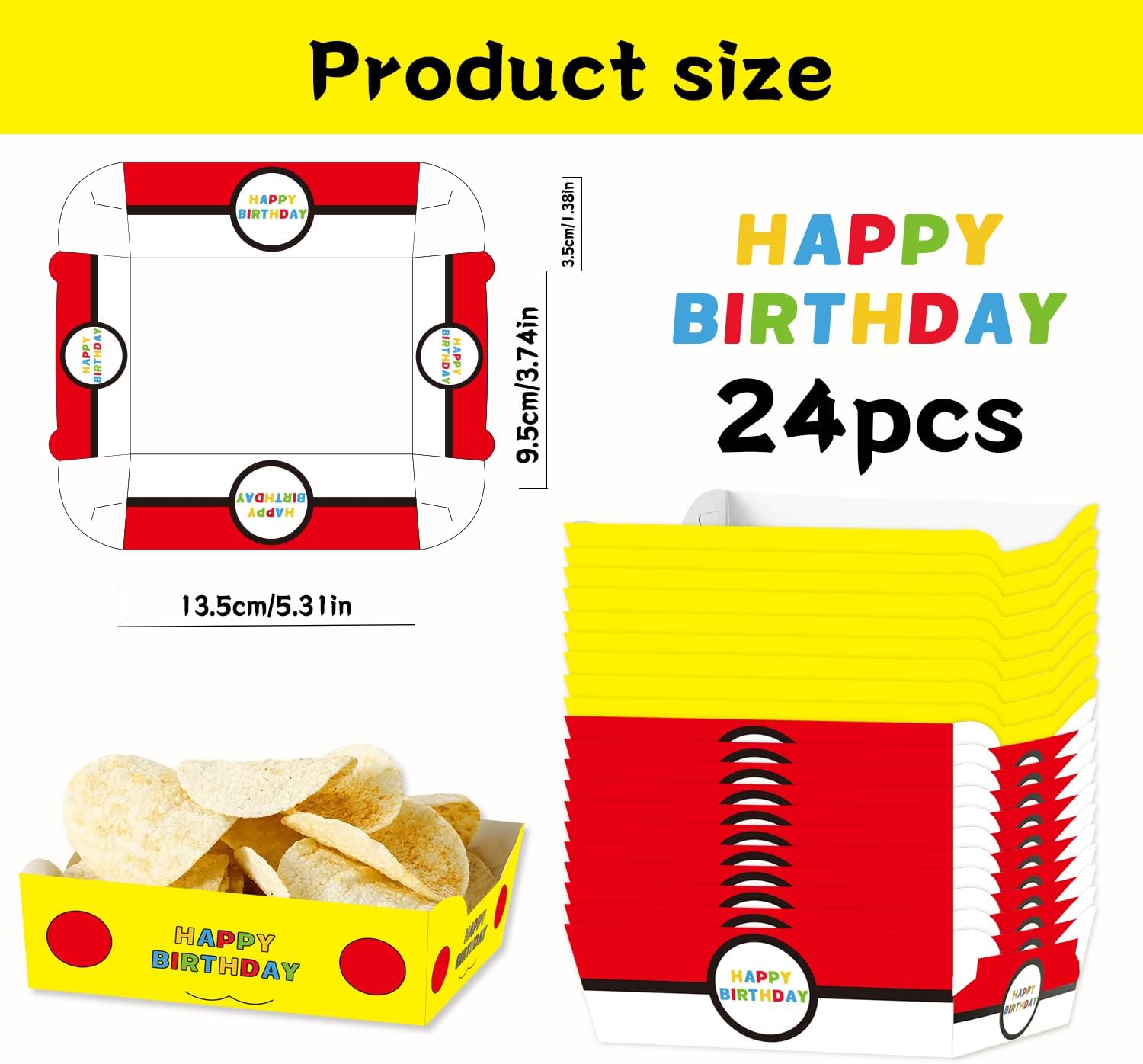 Cartoon Theme Paper Food Trays 24pcs for Anime Party