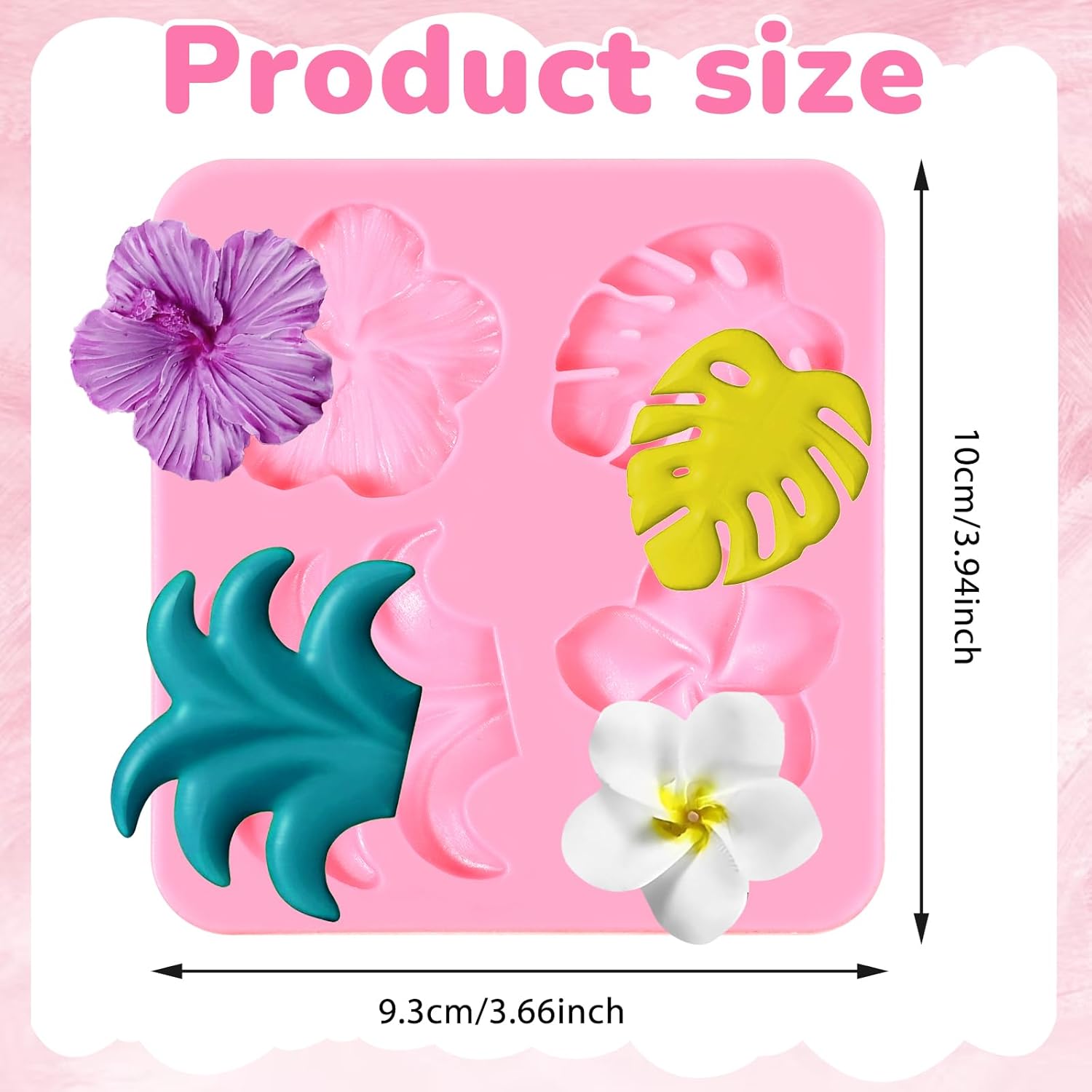 2 Pieces Tropical Flowers Leaves Silicone Mold for DIY