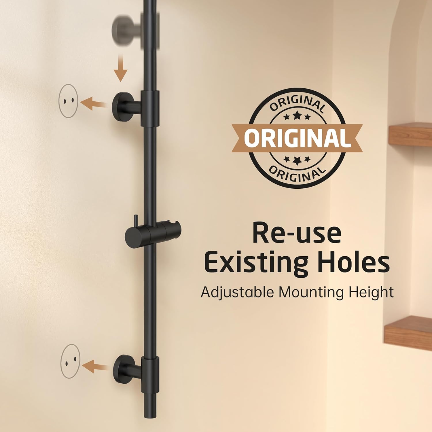 KES 30-Inch Matte Black Shower Slide Bar with Adjustable Holder