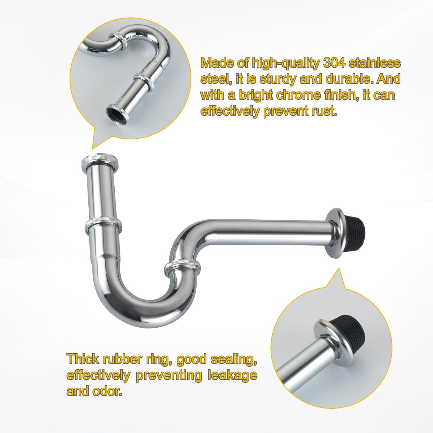 AMeoMerk Chrome P-Trap Sink Stopper Drain Kit