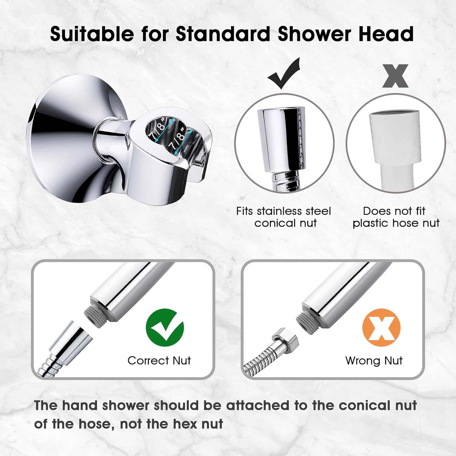 BRIGHT SHOWERS Handheld Shower Head Holder with Dual Angle and 3M Adhesive 1