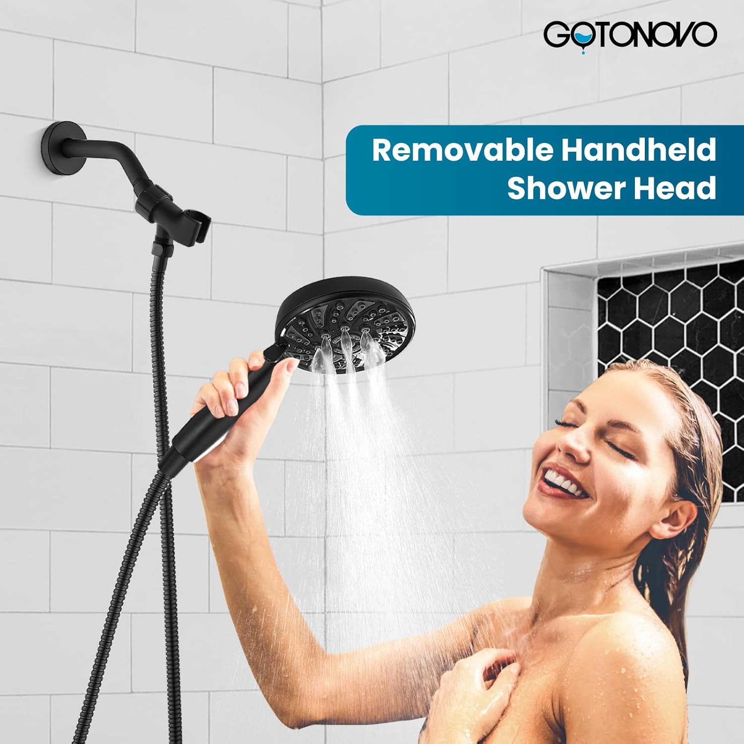Gotonovo Bathroom Shower Head Kit with 6 Modes and Valve Included