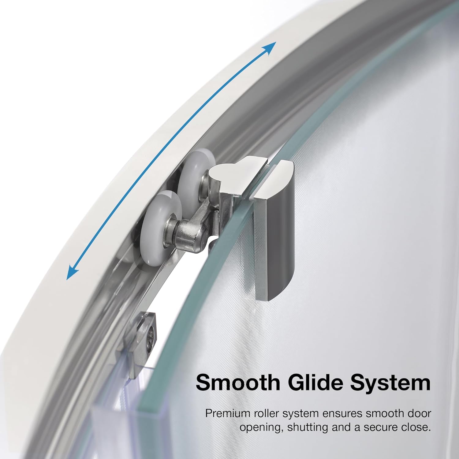 Rounded Frosted Glass Corner Shower Kit with Satin Nickel Hardware