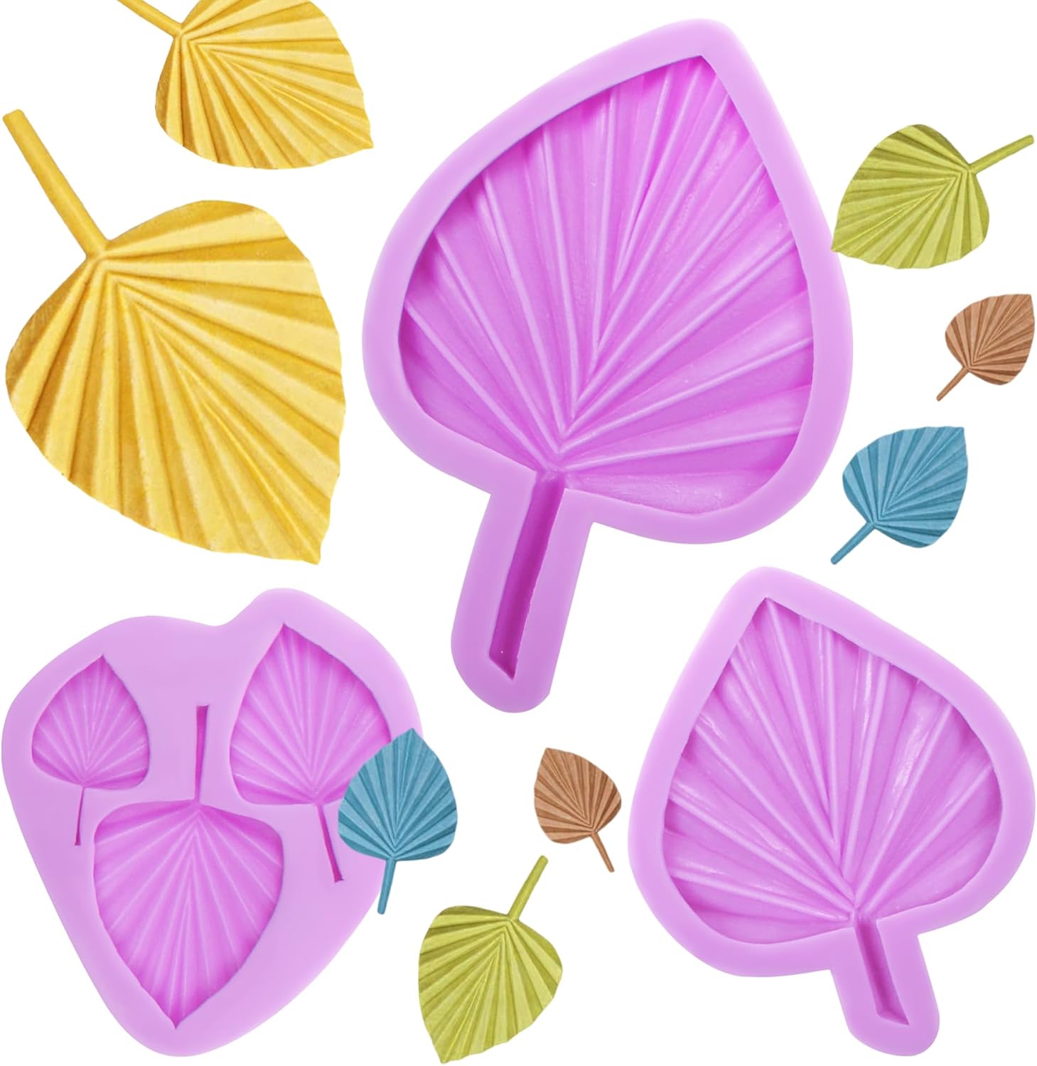 Boho Palm Leaf Silicone Baking Molds Set of 3